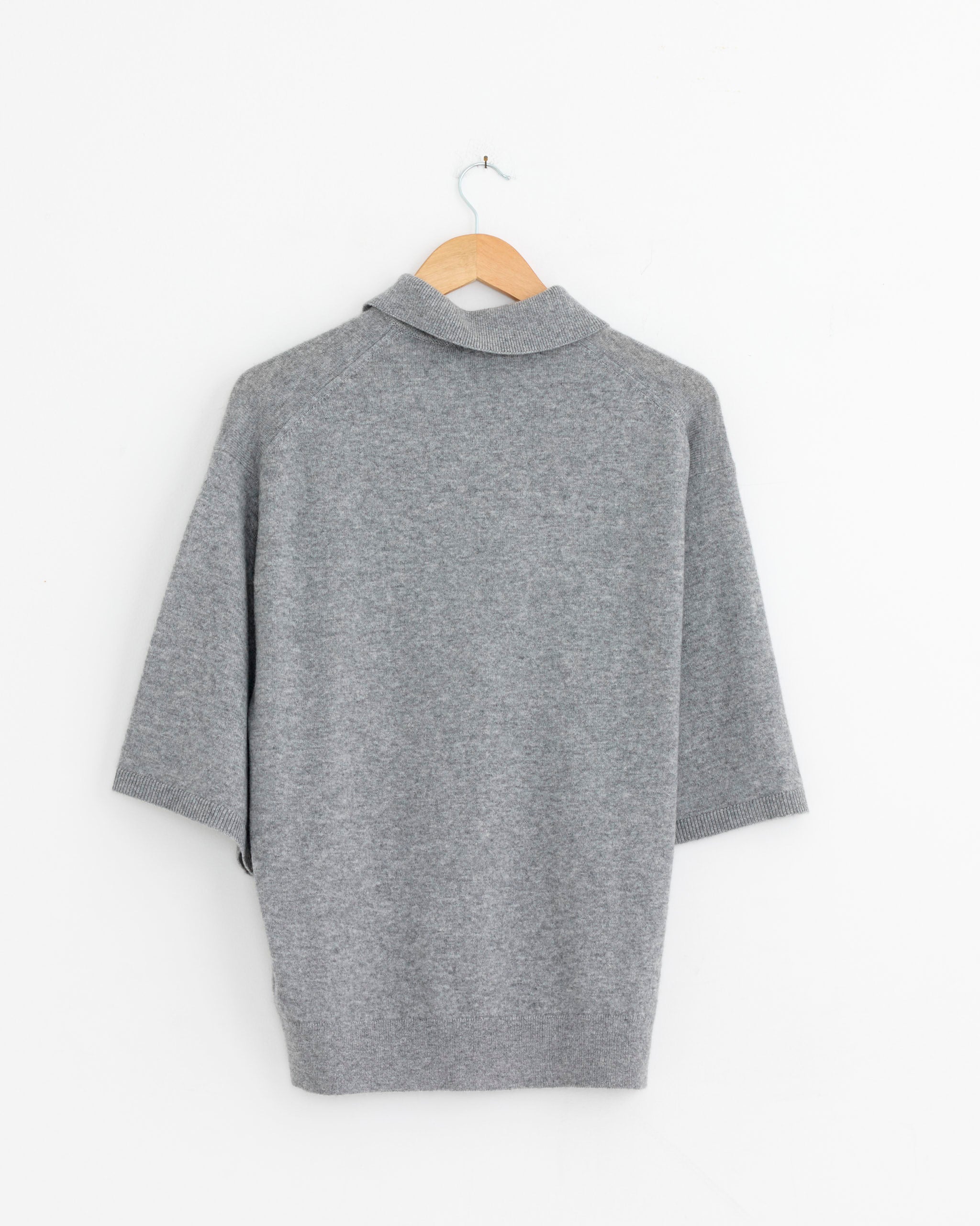 Tibi Washable Cashmere Oversized Easy Polo - Heather Grey / S (281298)