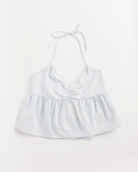 Keyhole Halter Top in Powder Blue Stripe