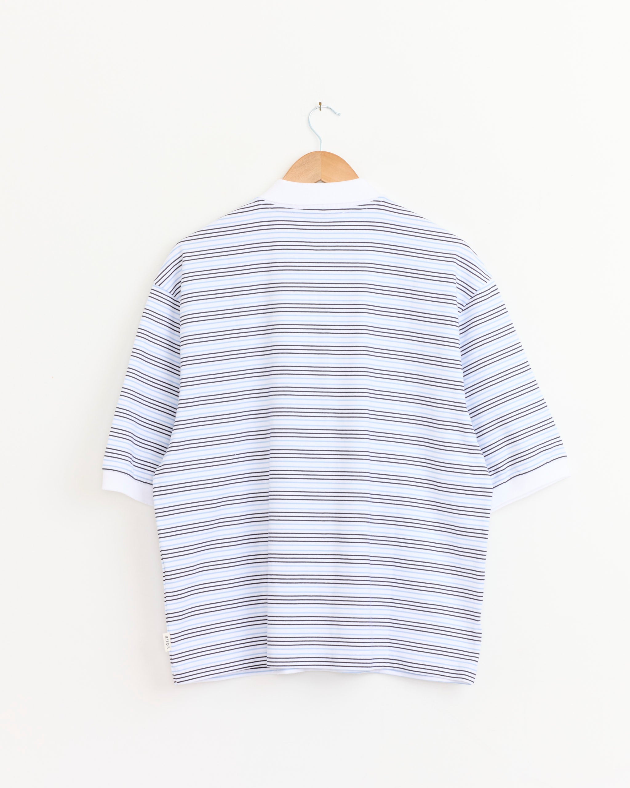 Róhe Striped Oversized Polo - White/Blue Stripe / 34 (281429)