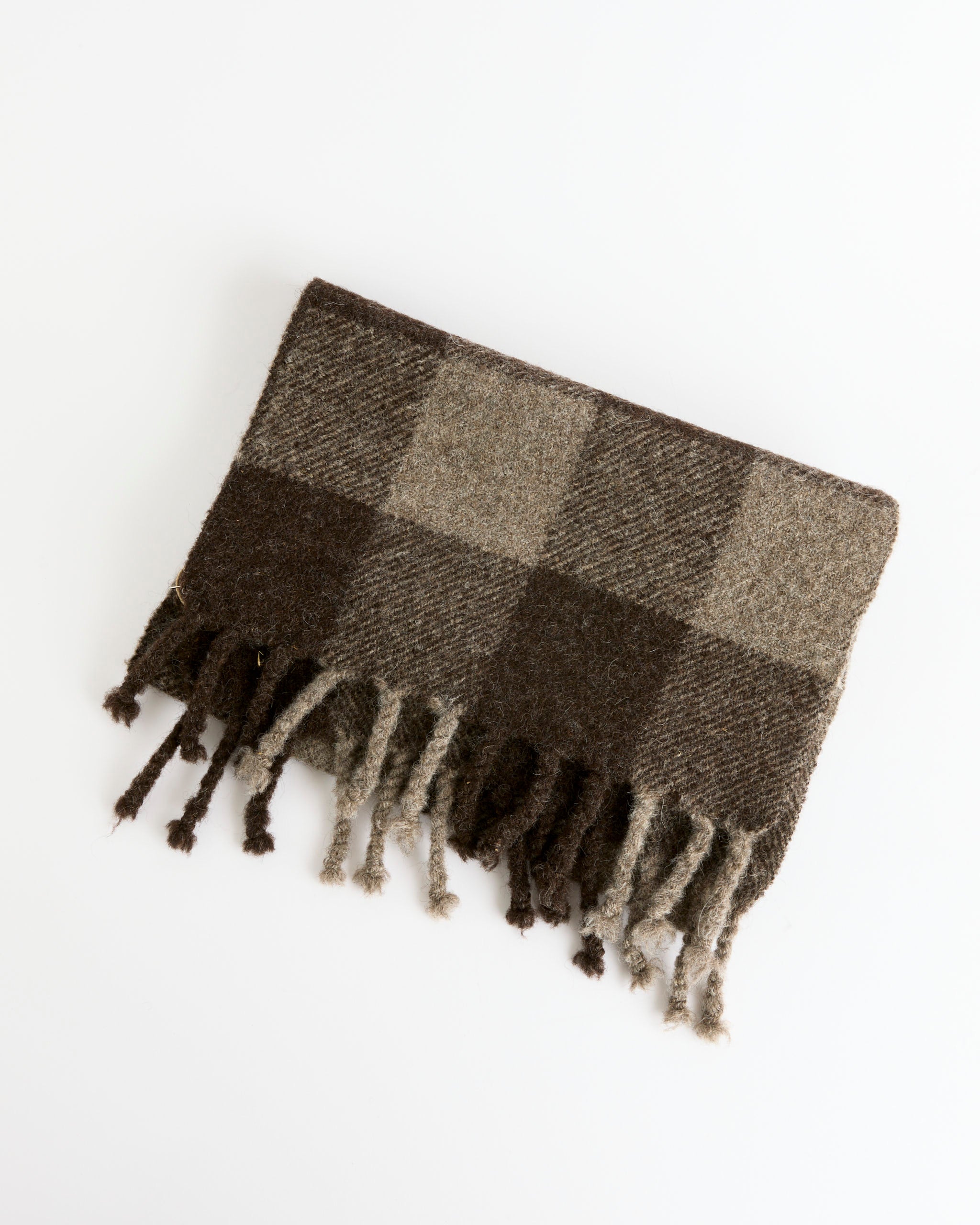 Dana Lee Brown Felted Blanket Scarf Broad Check Sheep's Black - Sheep's Black / OS (281616)