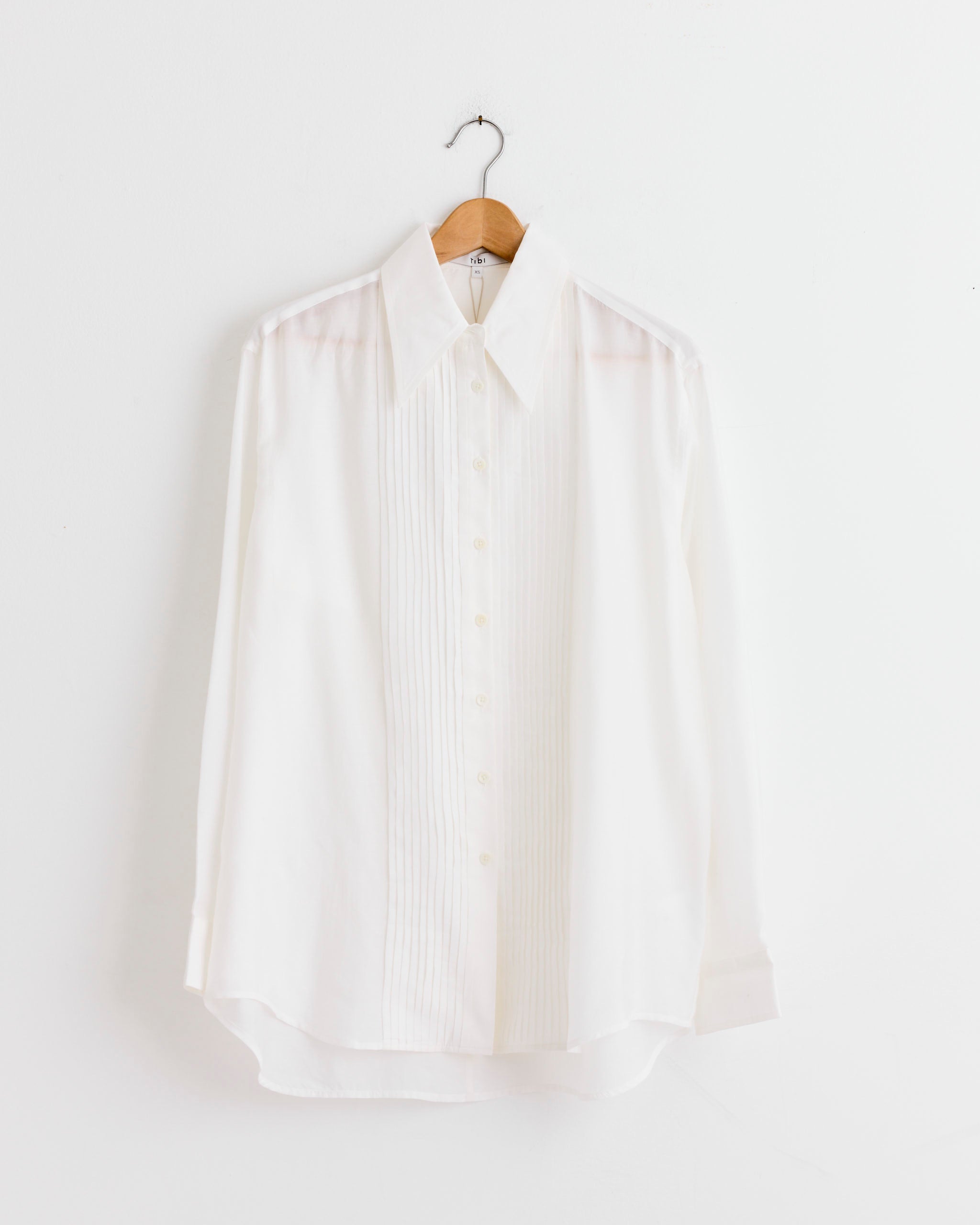 Tibi Silk Voile Easy Pintucked Shirt Ivory - Ivory / XS (282188)