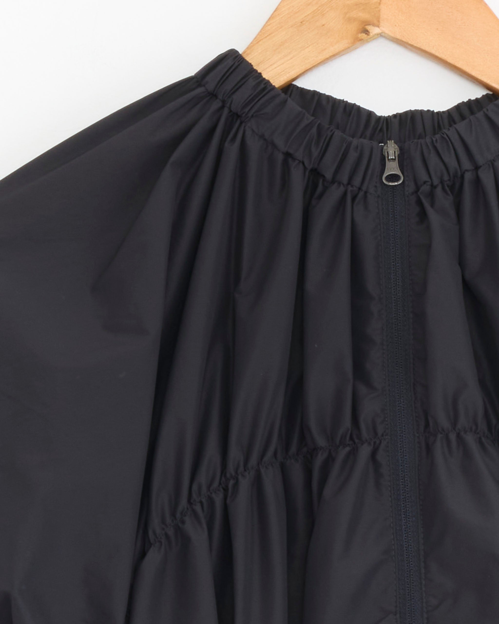 Nylon Shirring Jumper in Charcoal