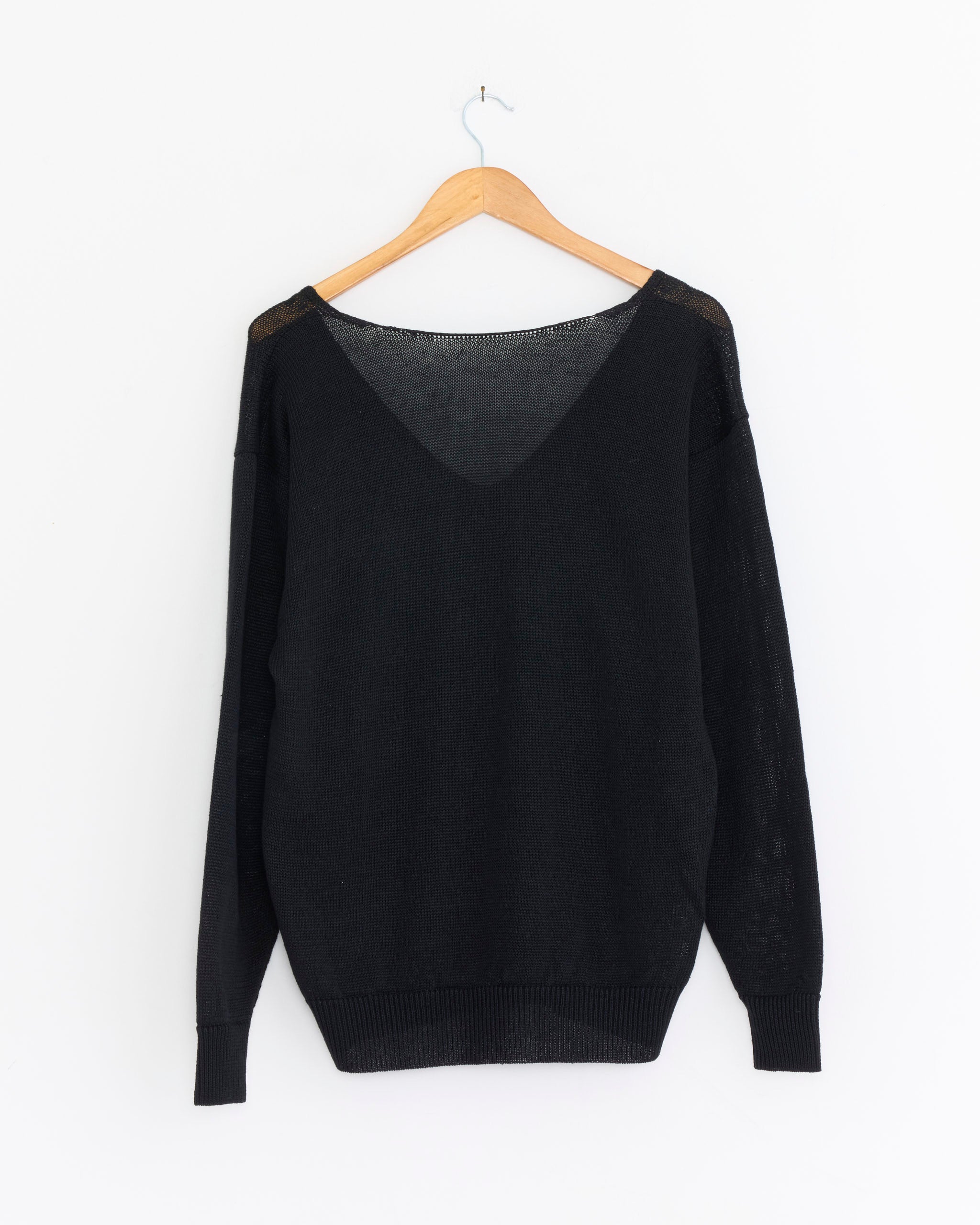 Linen Knit Sweater in Black