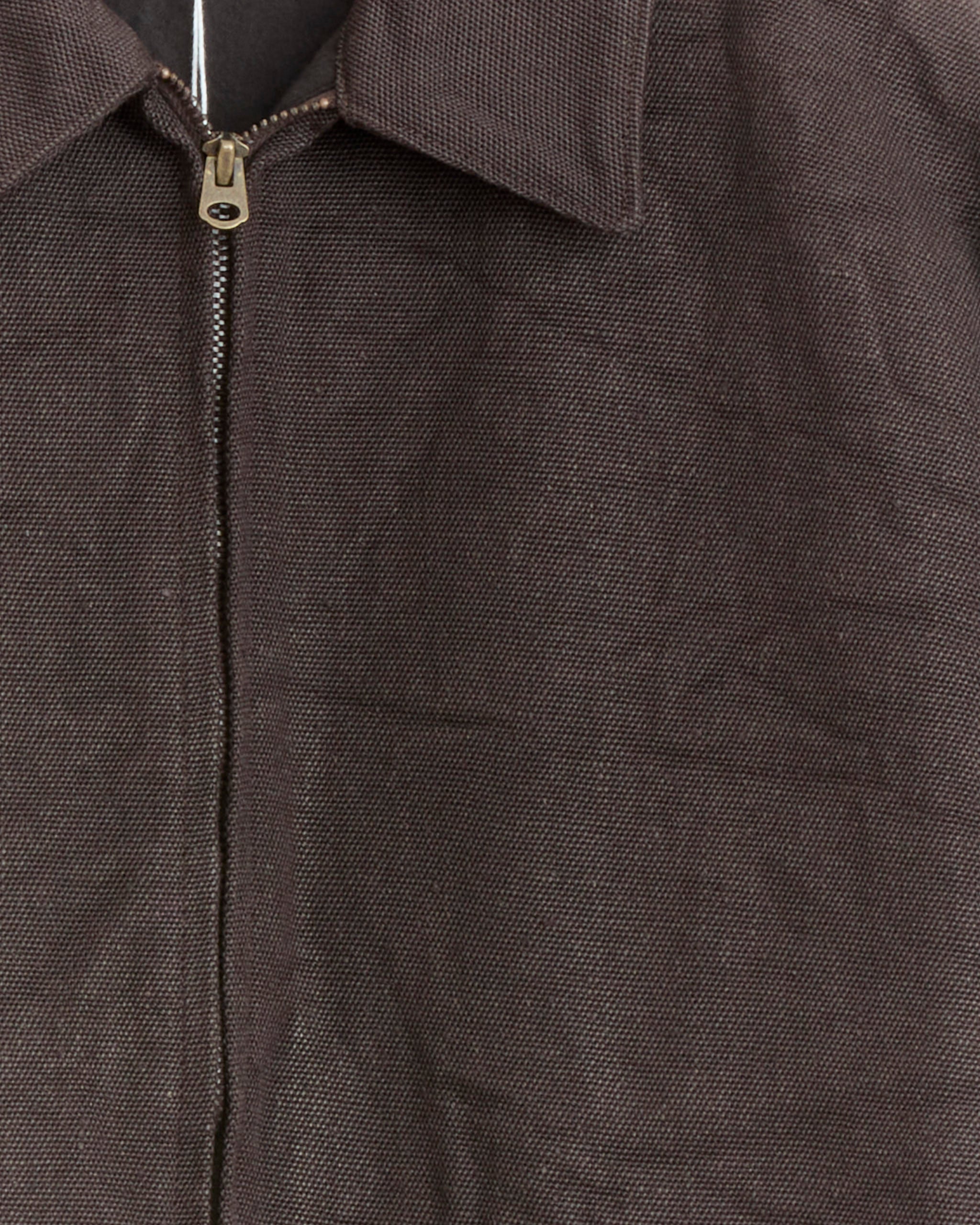 Hemp Duck Zip Short Jacket in Brown