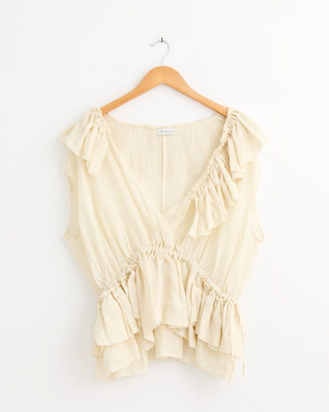 Ruffled Top in Ivory