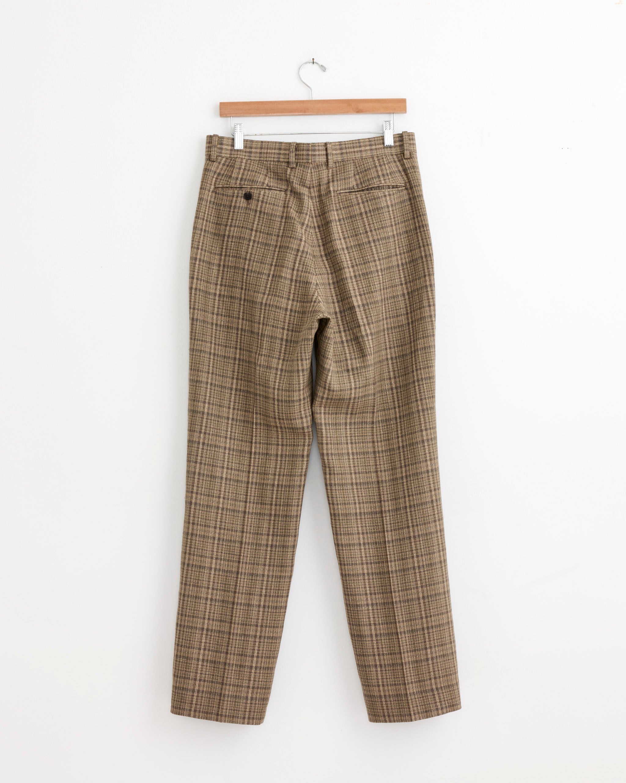Silk Linen Nep Check Slack in Dark Brown Check