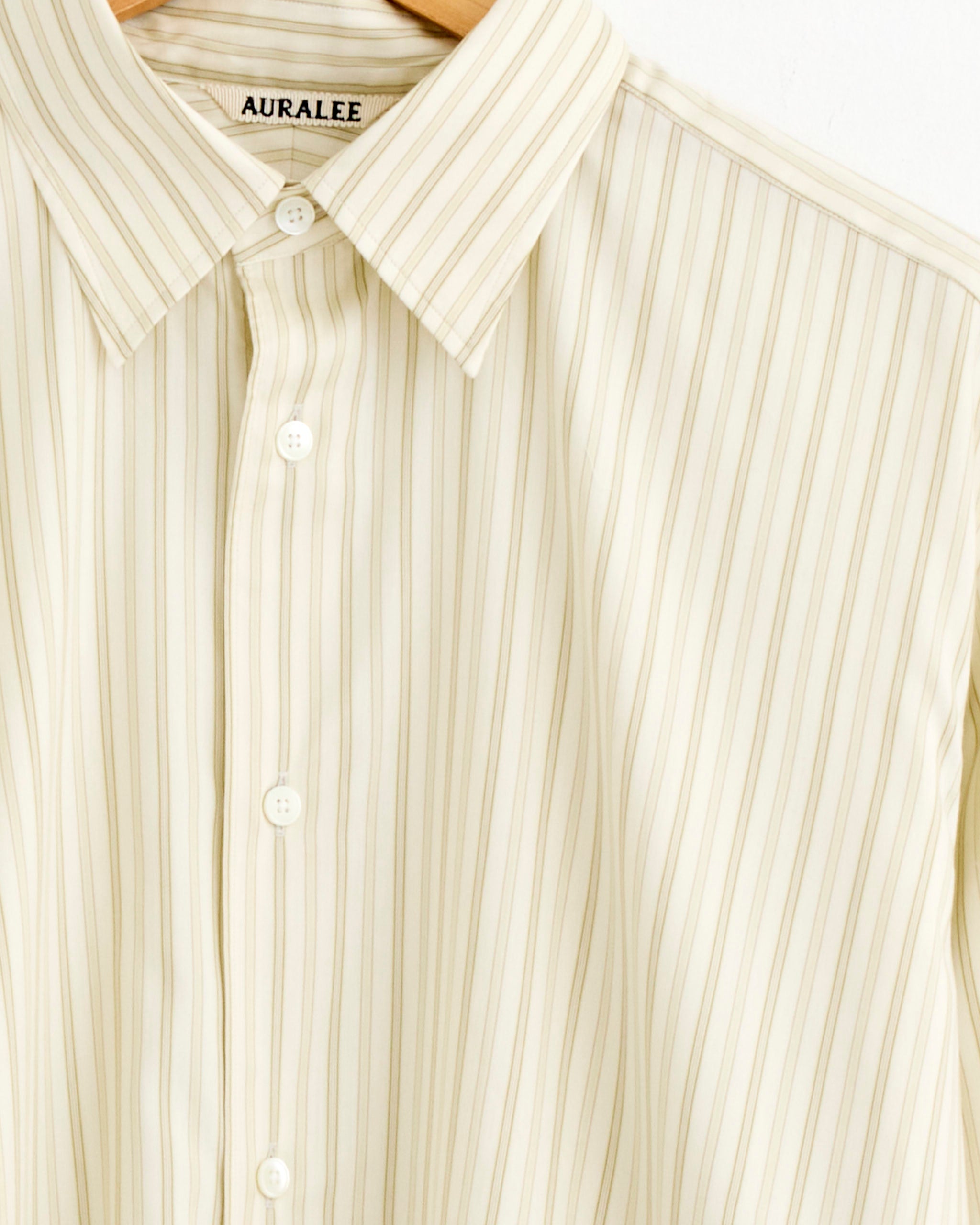 Cotton Silk Stripe Shirt in Ivory