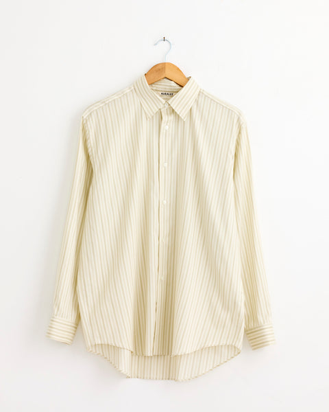 Cotton Silk Stripe Shirt in Ivory