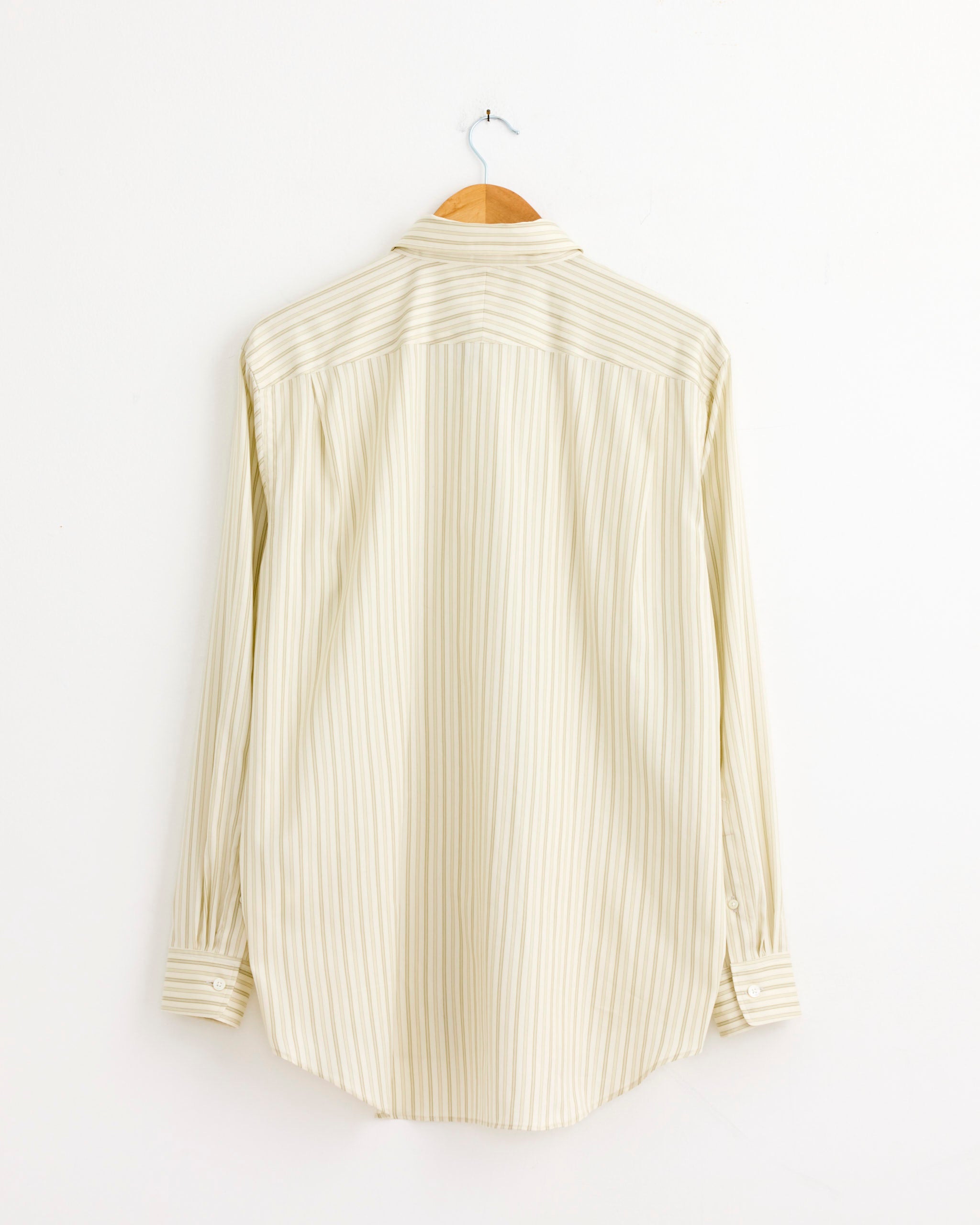 【美品】AURALEE FINX SILK STRIPE SHIRTS Cotton Silk Stripe Shirt in Ivory