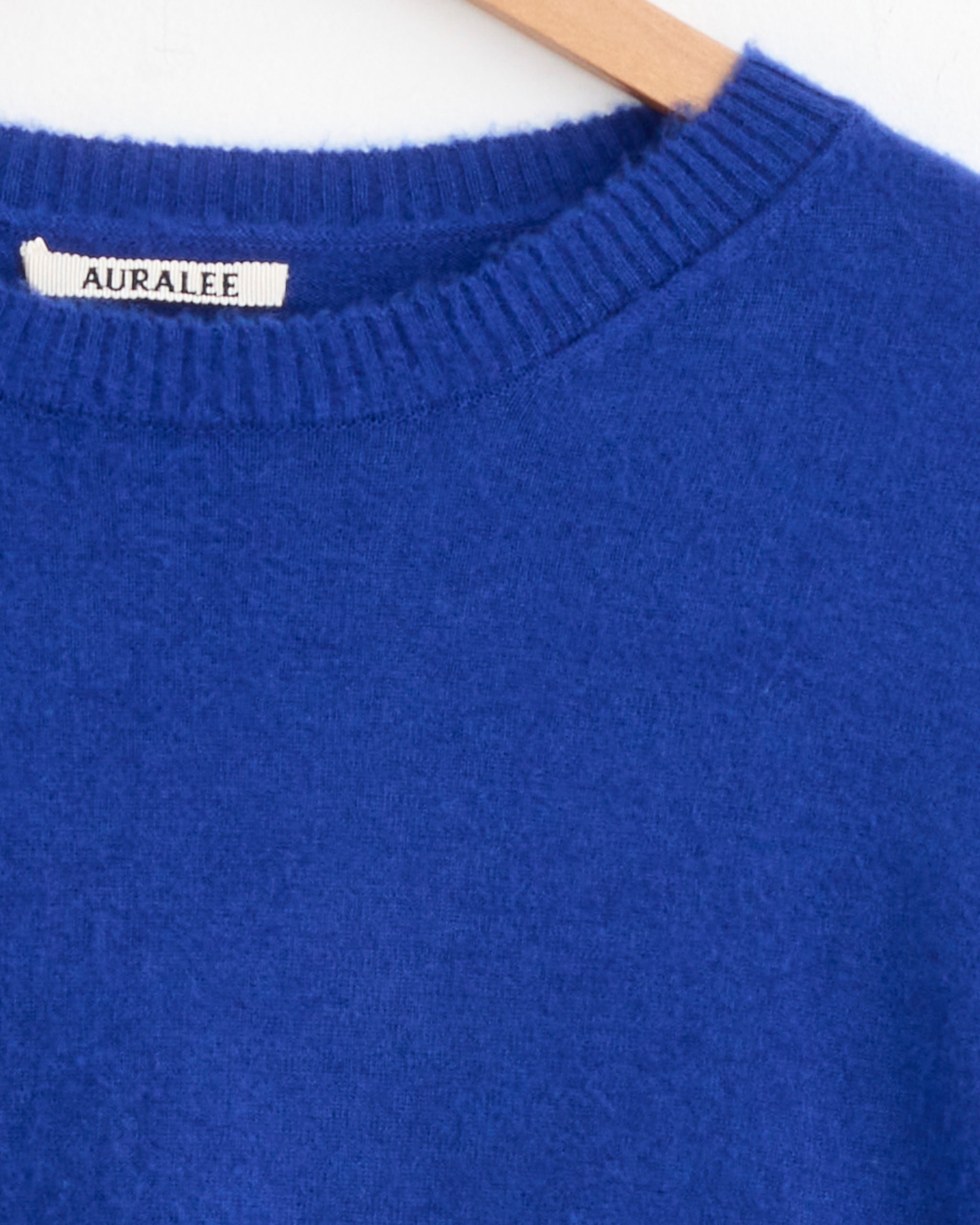 Brushed Cashmere Cotton Pullover in Royal Blue