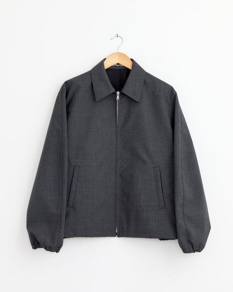 Bonded Tropical Wool Zip Blouson in Top Charcoal