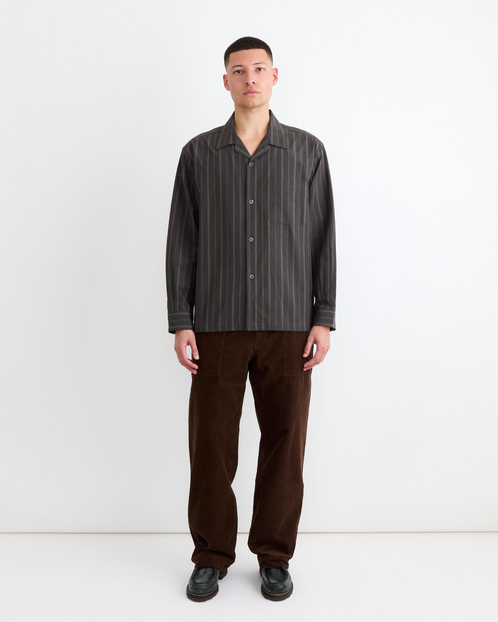 SMOCK Evans Shirt Striped Cotton Caper - Striped Cotton Caper / L (282721)