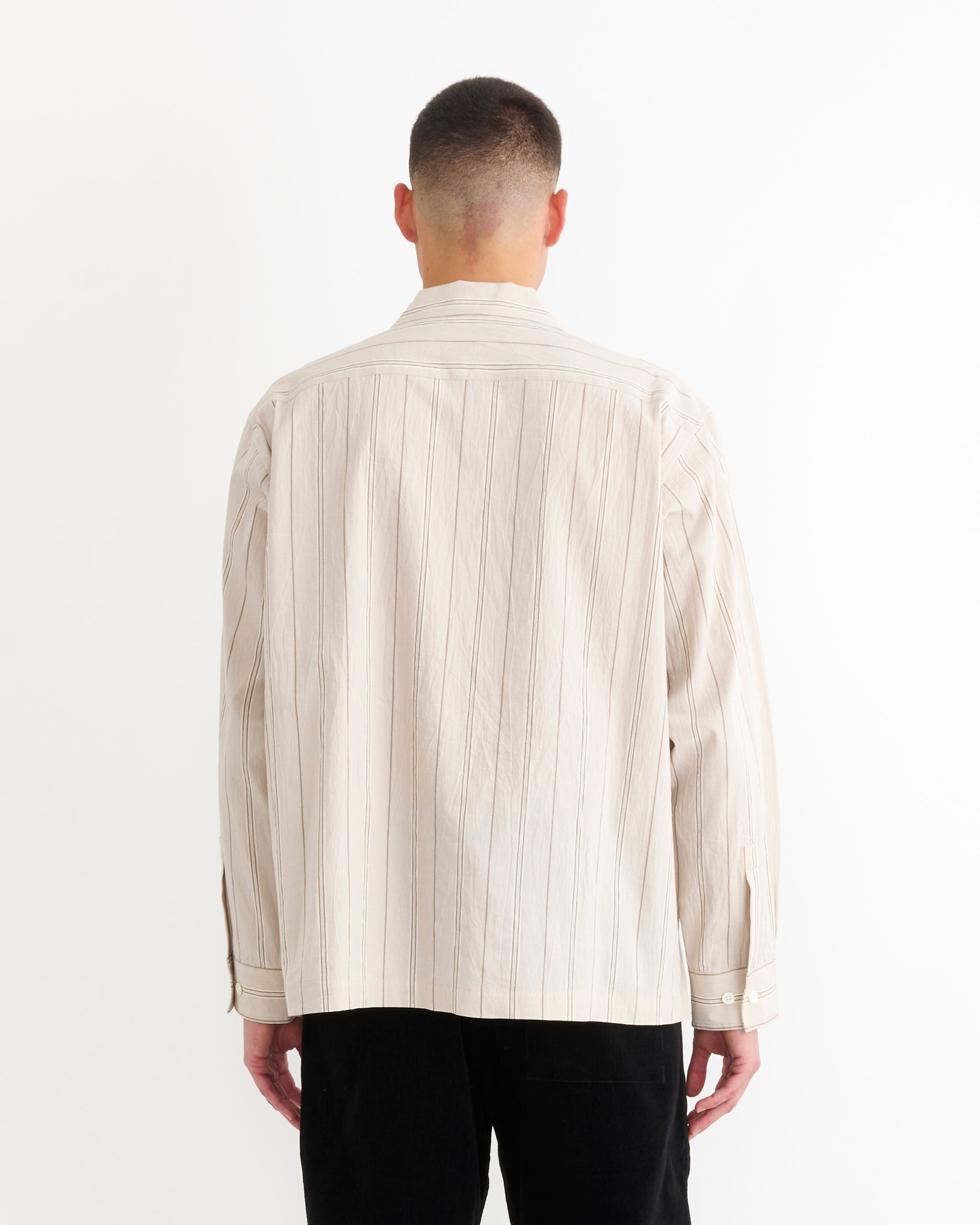 SMOCK Evans Shirt Striped Cotton Tan - Striped Cotton Tan / L (282725)