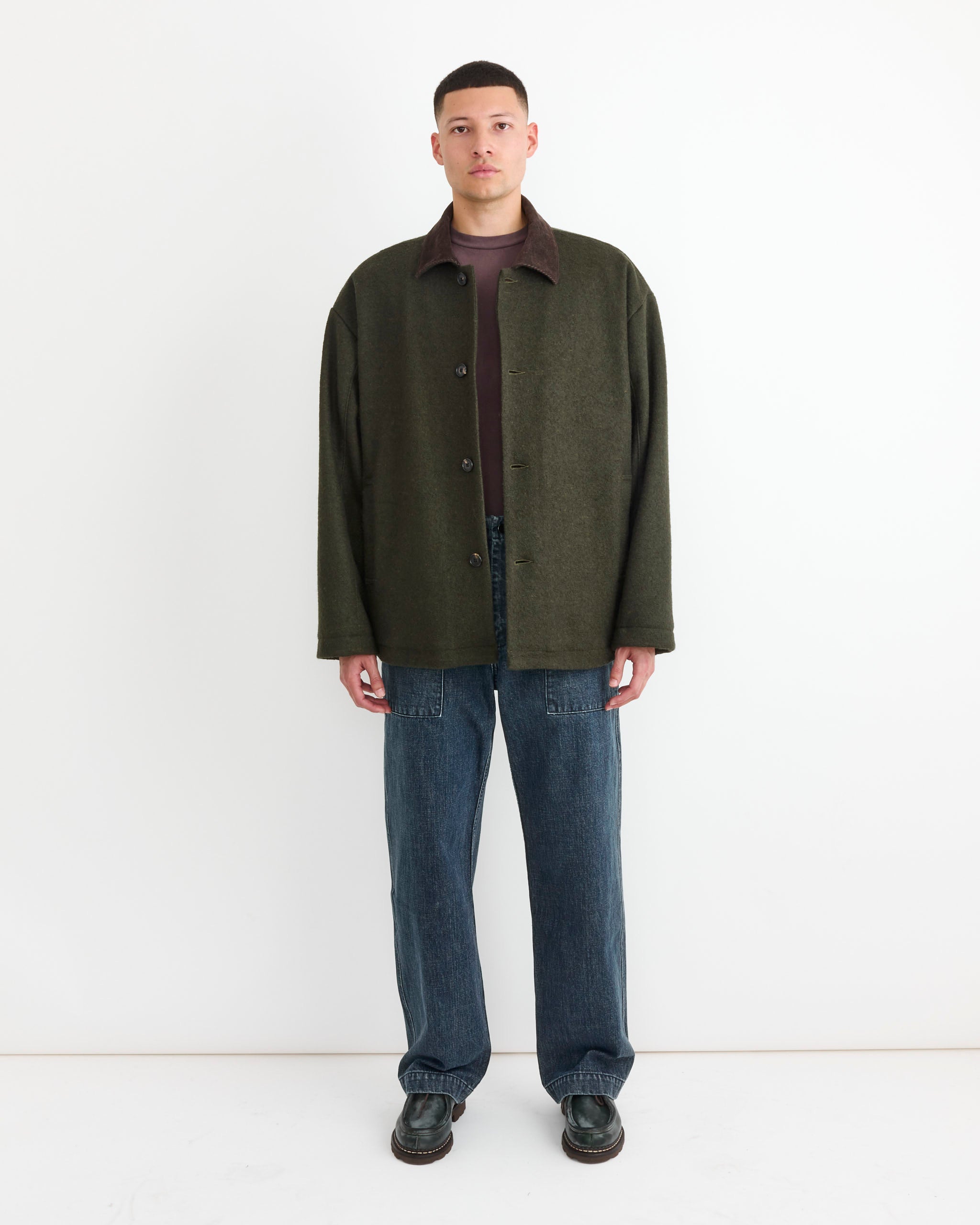 Jaco Coat in Boiled Wool Green Jaco Coat in Boiled Wool Green