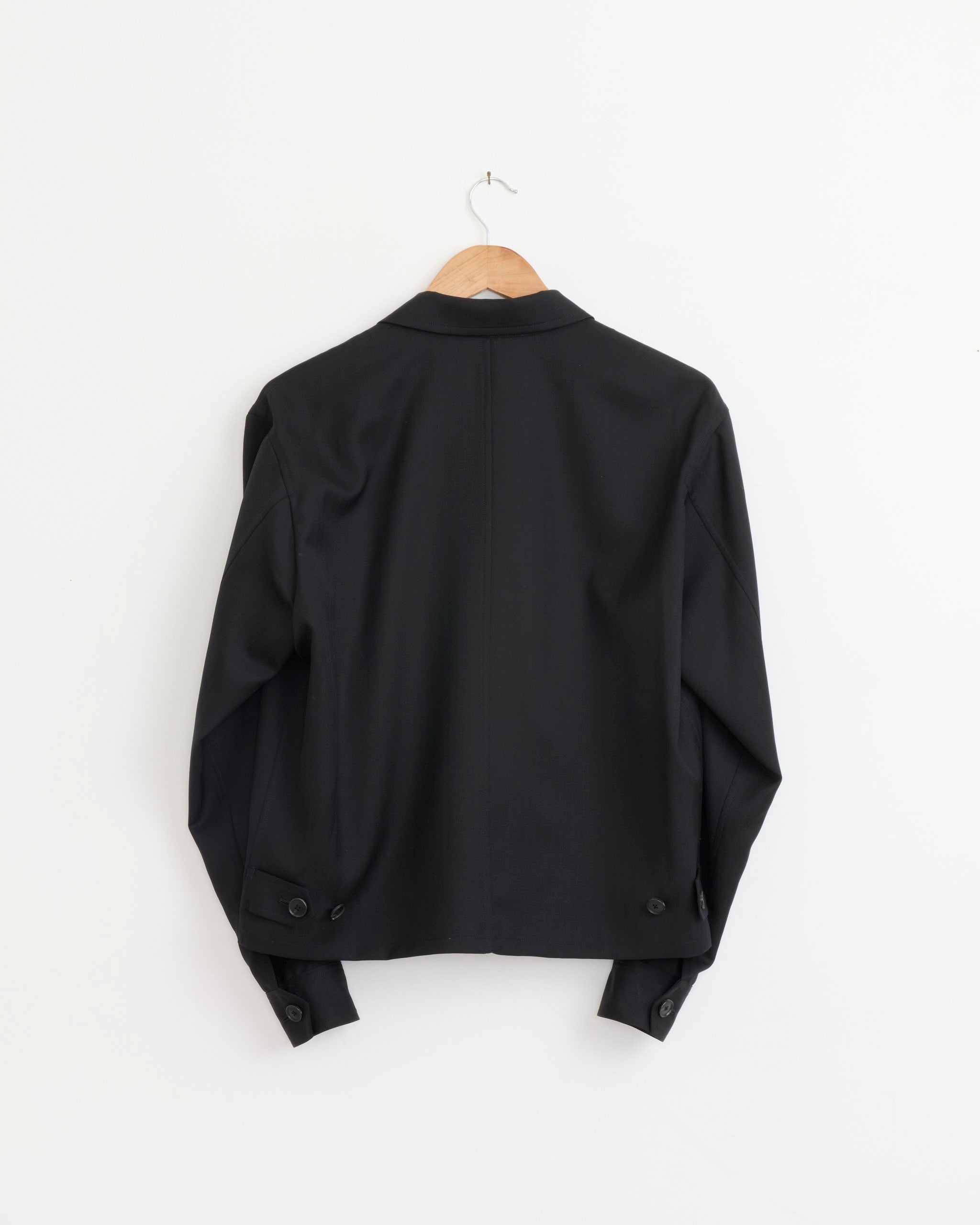 Wool Herringbone Blouson in Black