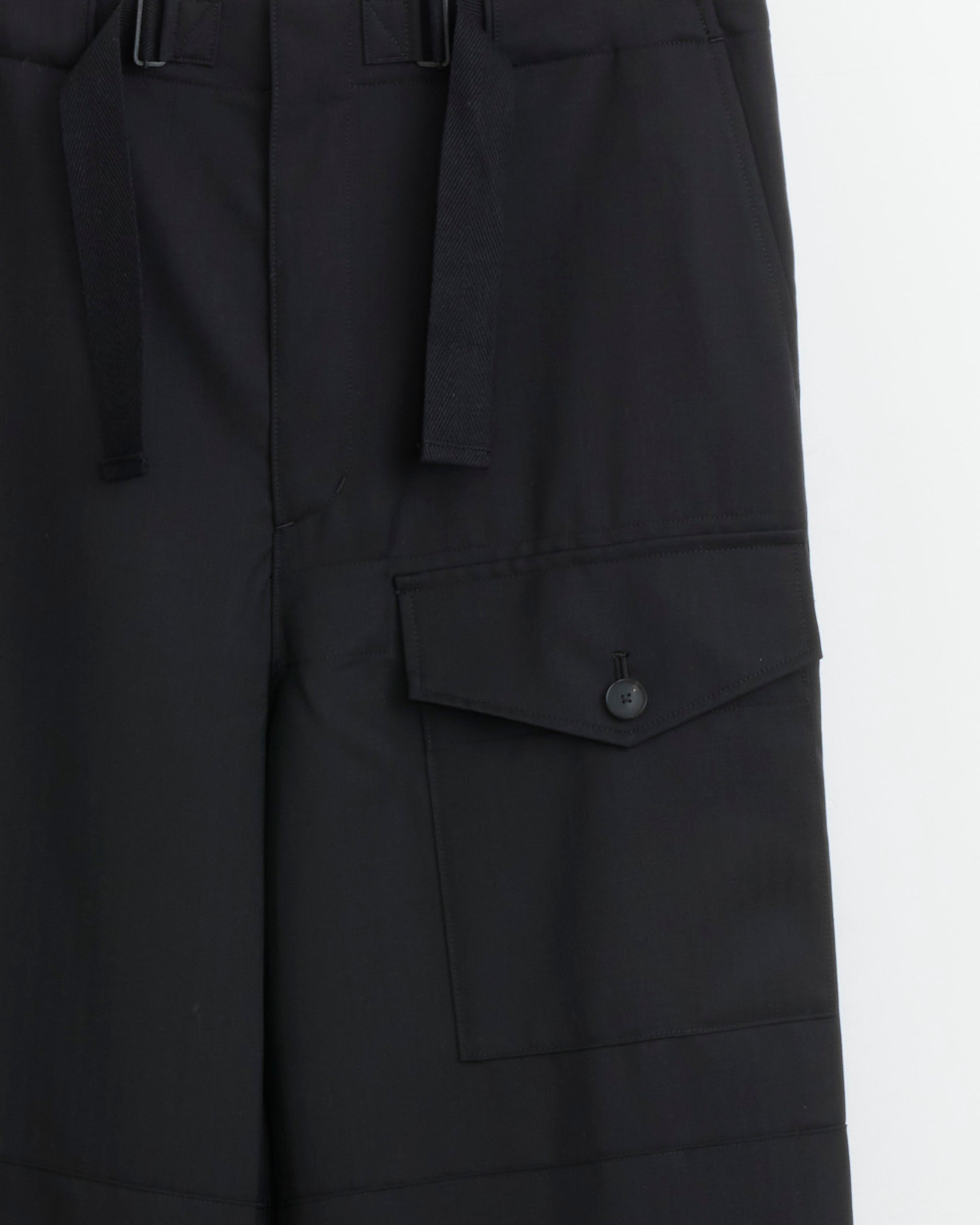 Wool Herringbone Cargo Pant in Black