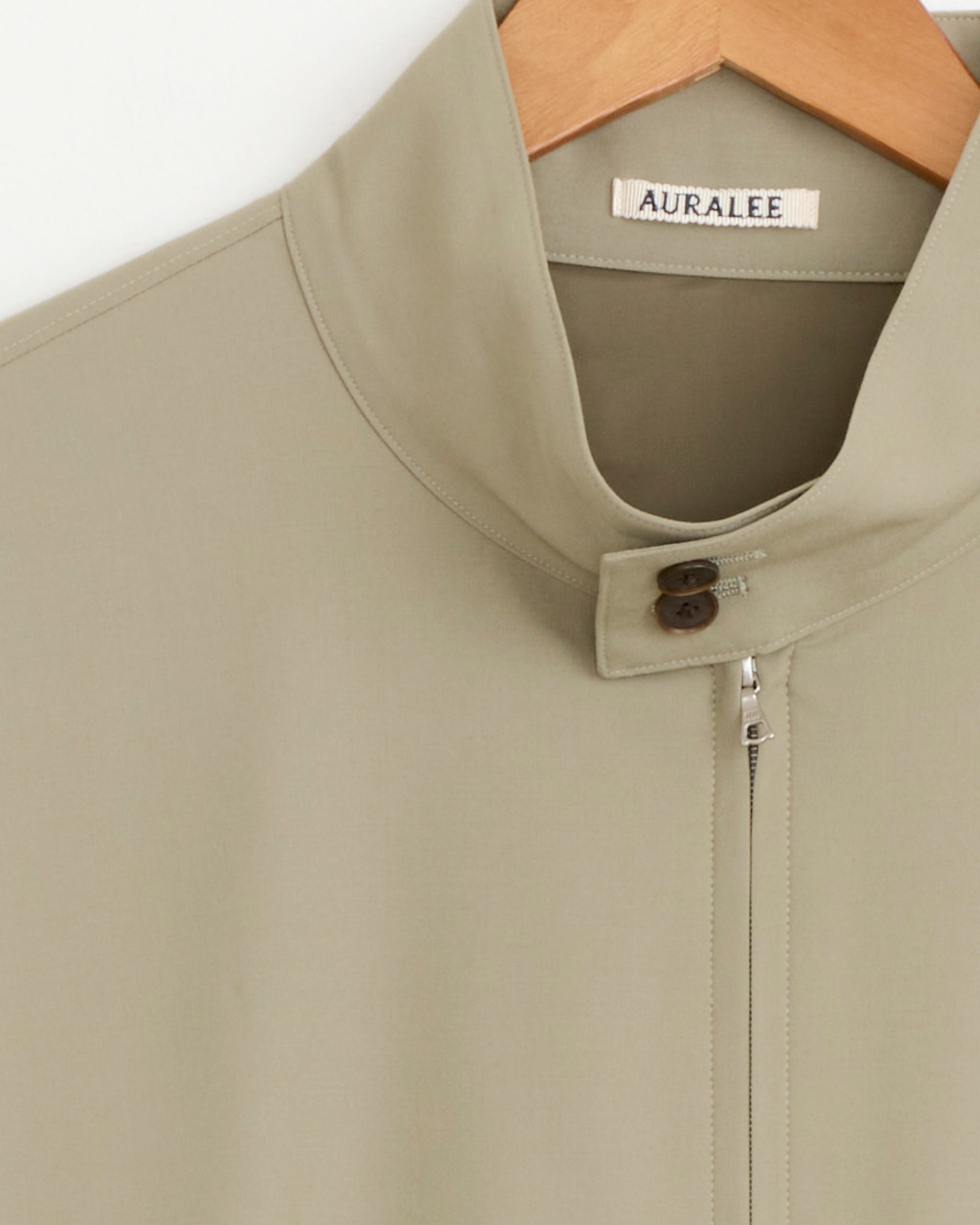Ultra Fine Tropical Wool Zip Blouson in Light Khaki