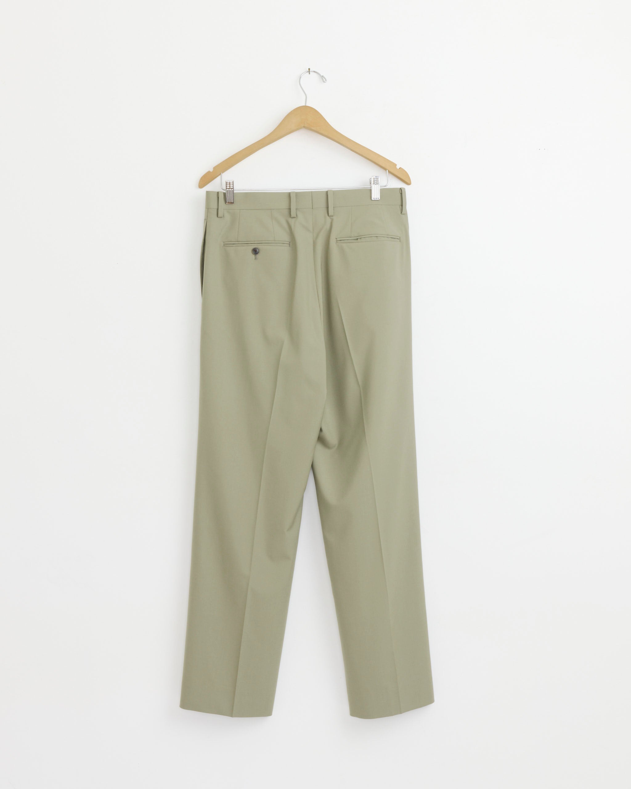 Ultra Fine Tropical Wool Two Tuck Slack in Light Khaki