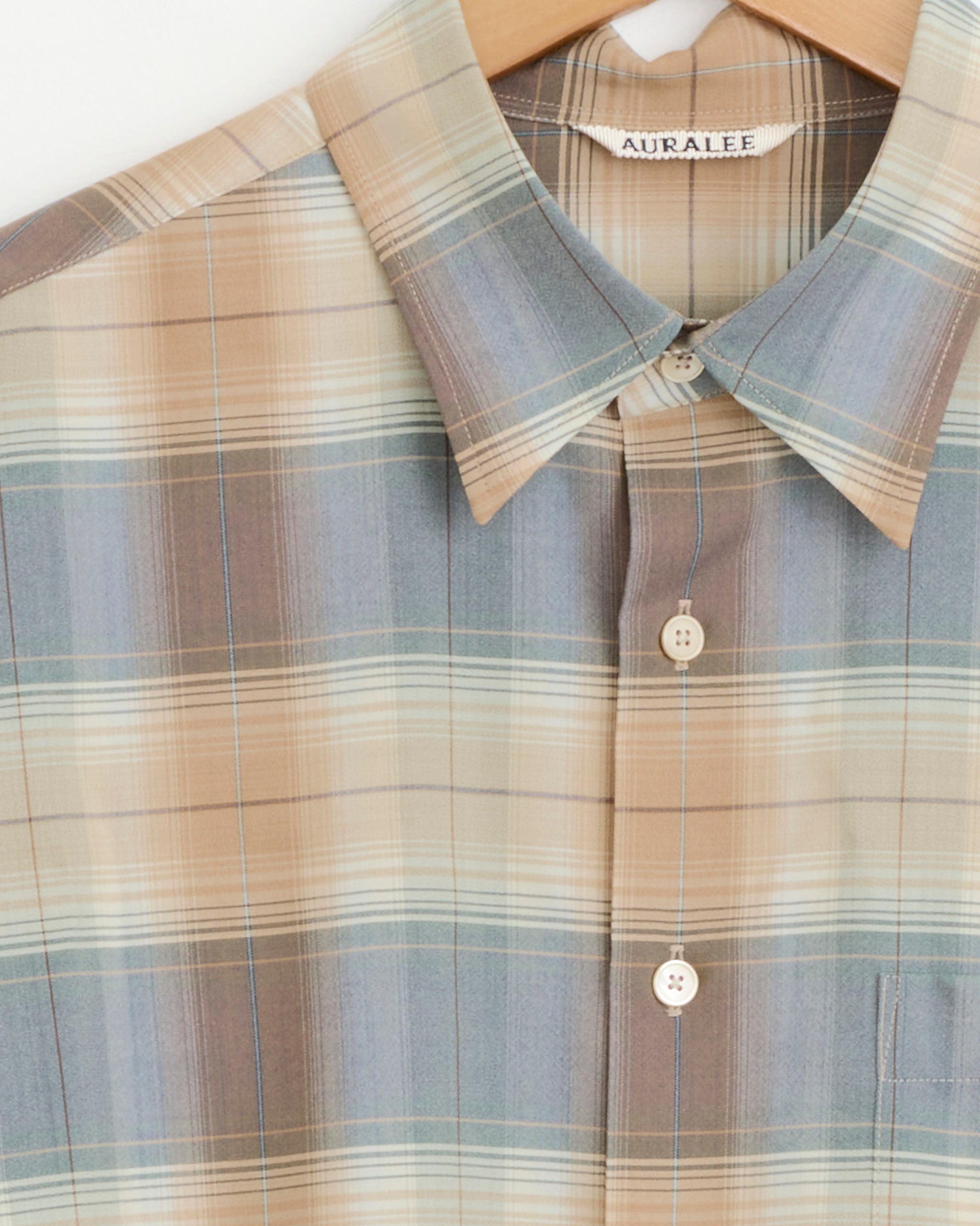 Super Light Wool Check Shirt in Light Brown