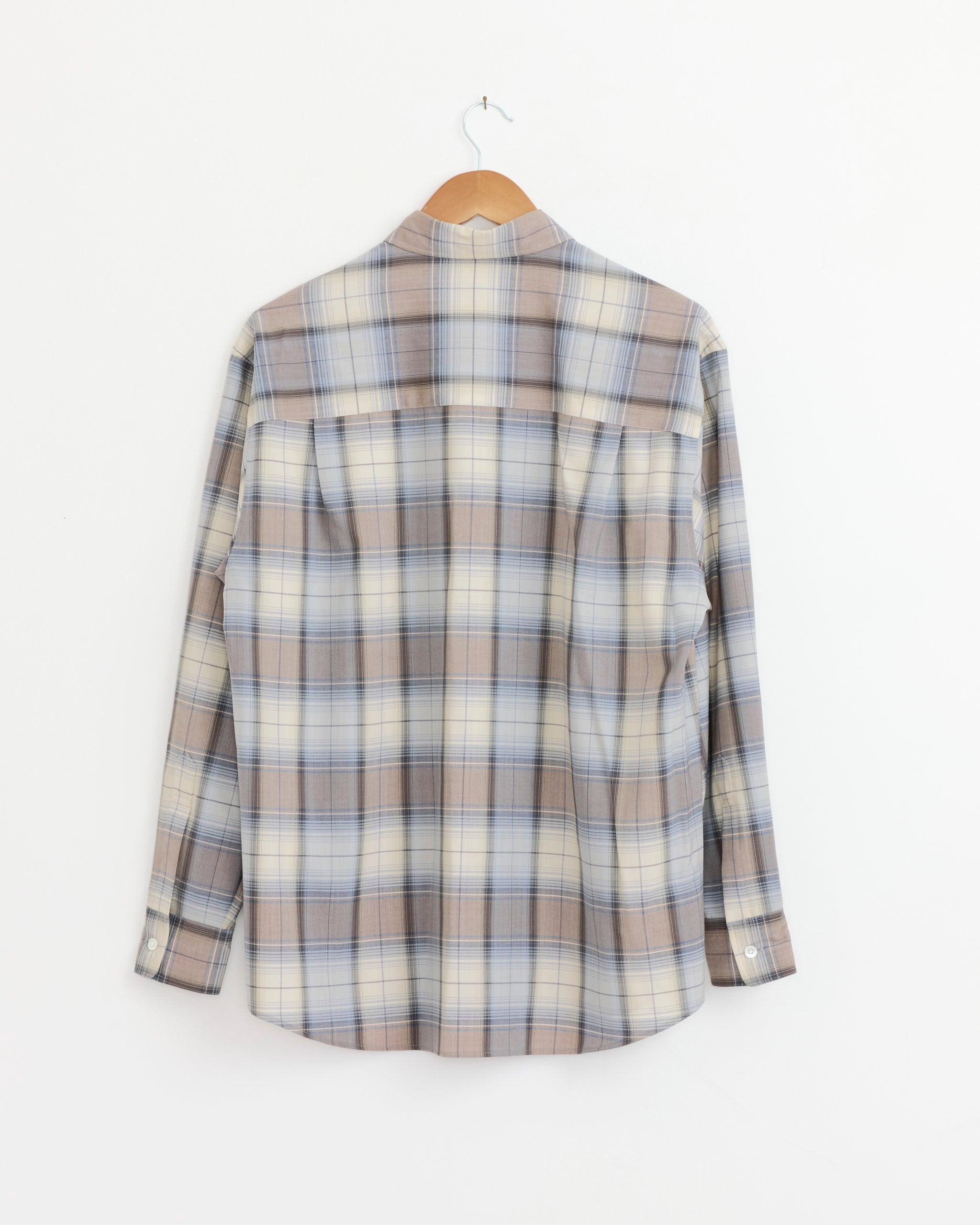 Auralee Super Light Wool Check Shirt, Blue Grey - Blue Grey / 3 (282774)