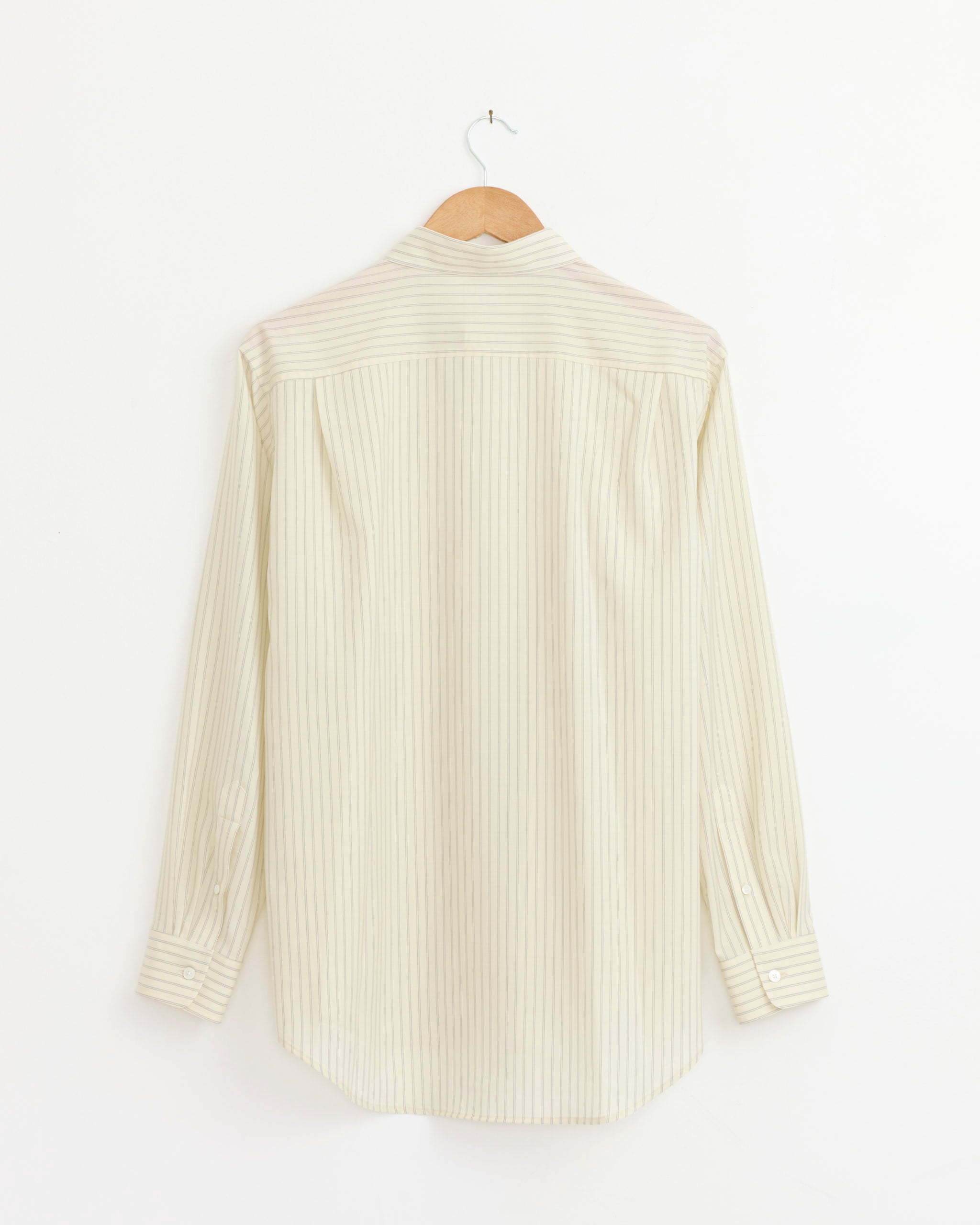 Super Fine Wool Stripe Shirt in Ivory Stripe