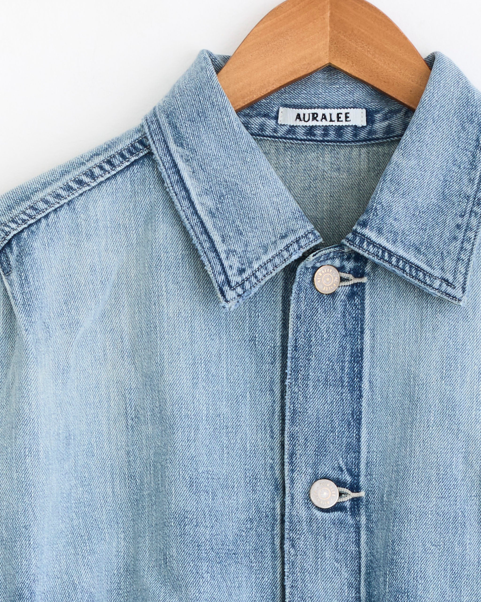 Faded Selvedge Denim Blouson in Light Indigo