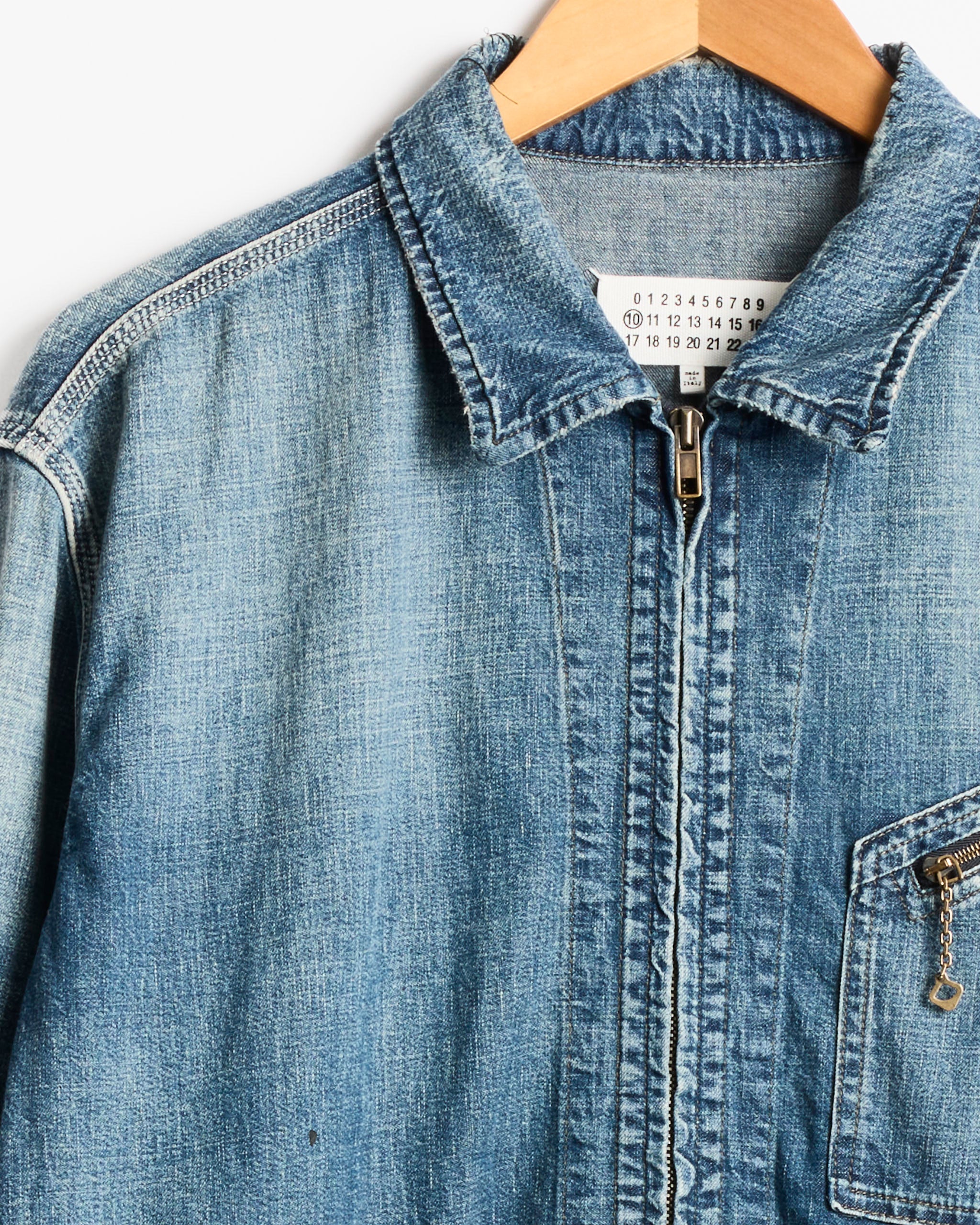 Maison Margiela Zipper Denim Jacket - Old Blue/Spots / IT48 (284525)