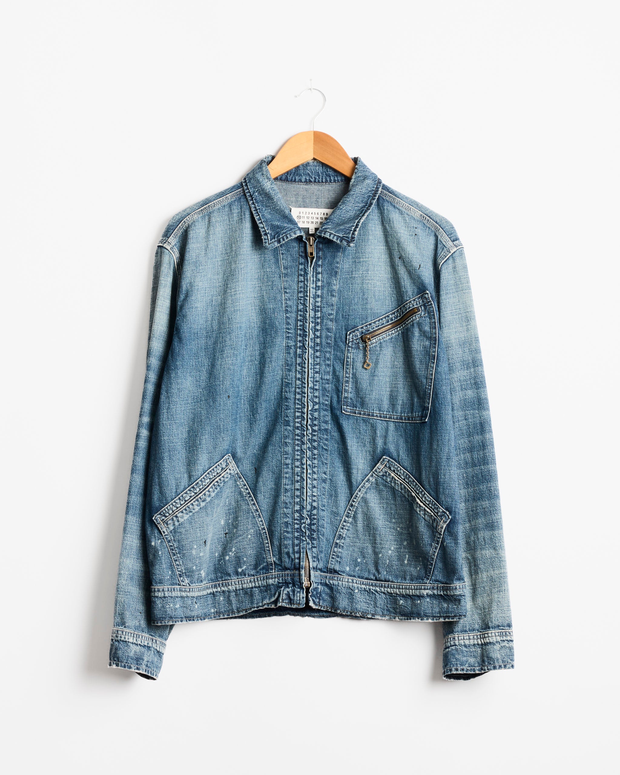 Maison Margiela Zipper Denim Jacket - Old Blue/Spots / IT48 (284525)