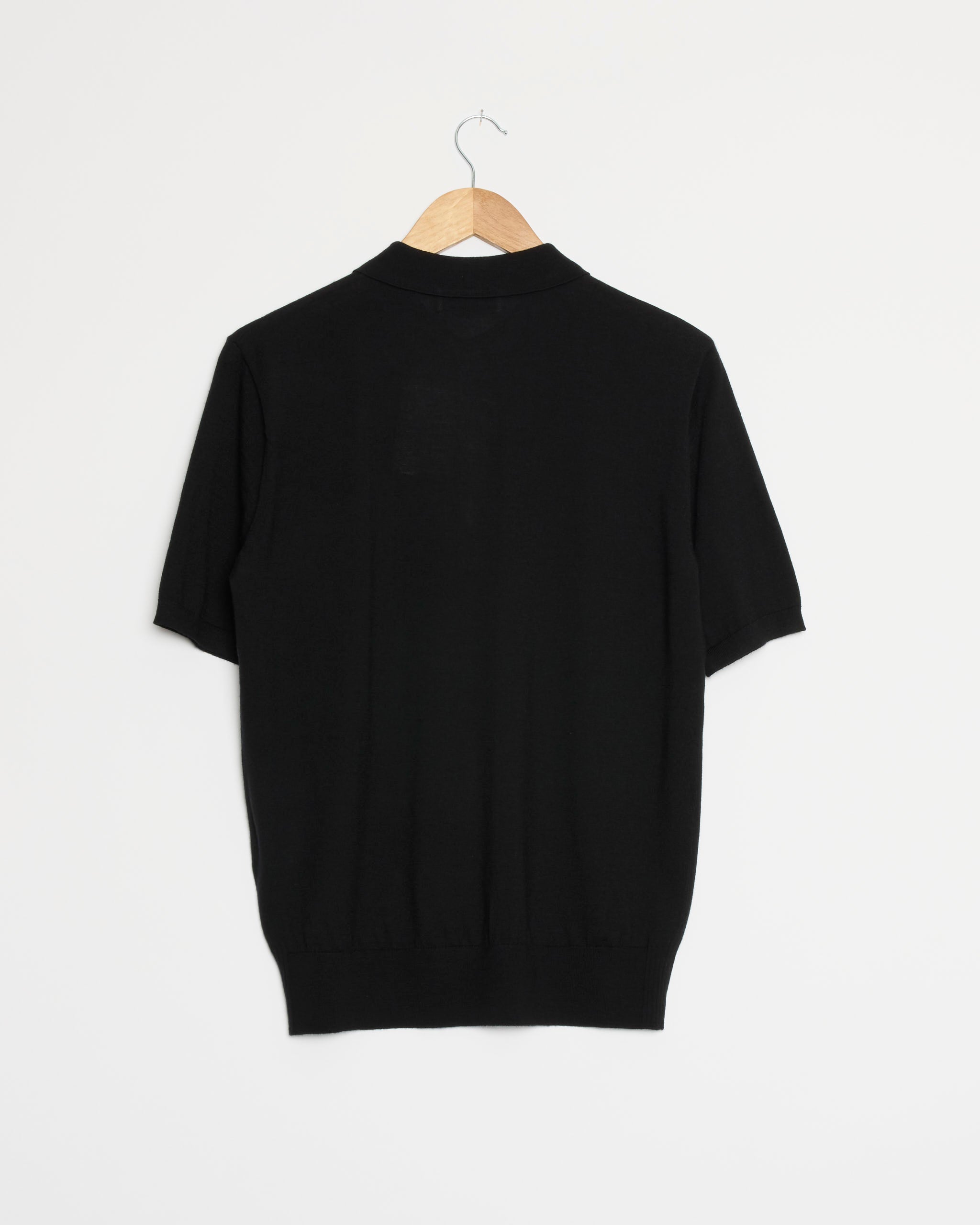 Wool Polo Sweater in Black