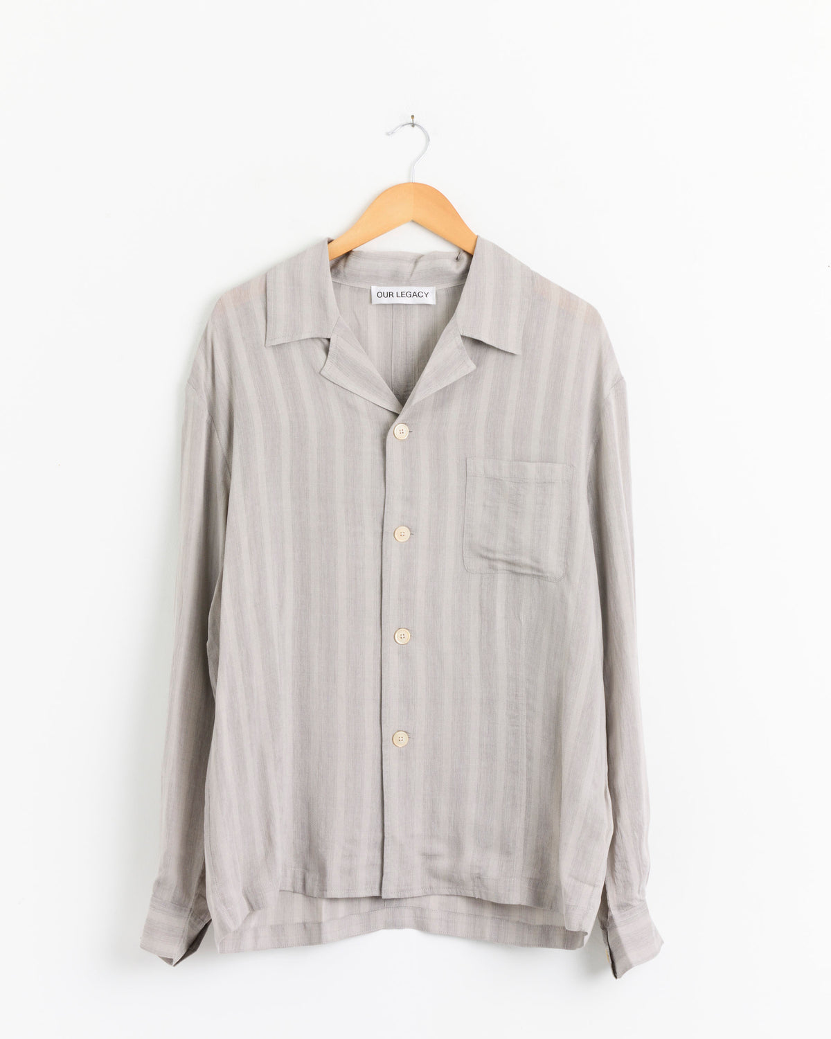 Our Legacy Private Shirt - Quiet Greige Stripe / IT48 (284909)
