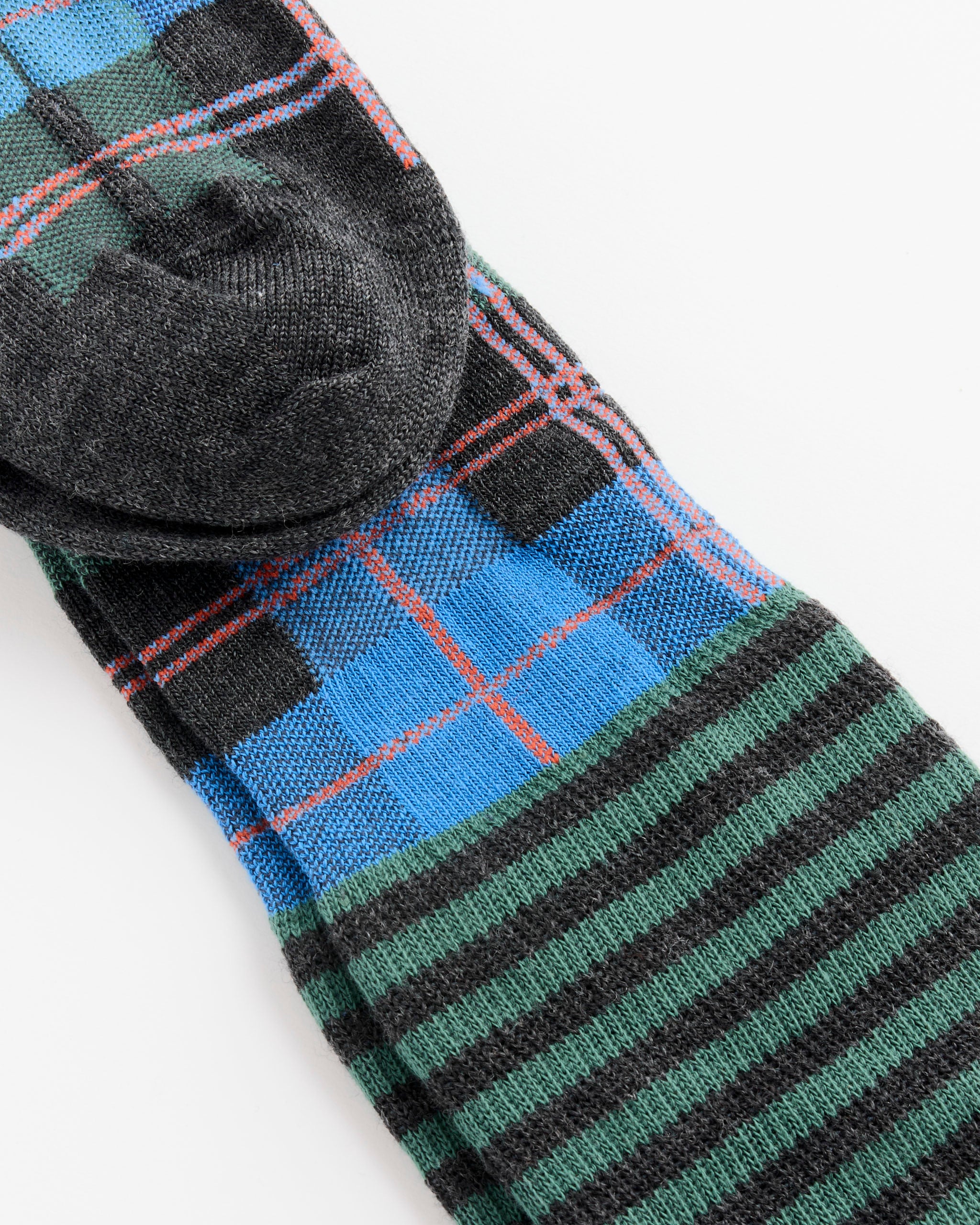 Henrik Vibskov Ribbit Knee Sock, Green Blue Dashed Checks - Green Blue Dashed Checks / 36-40 (285094)