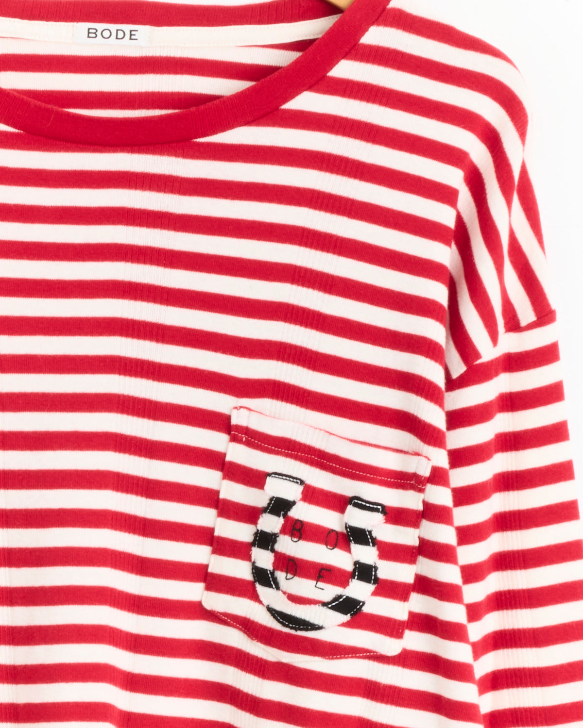 Bode Rib Stripe Horseshoe L/S Tee - Red/White / M (285245)