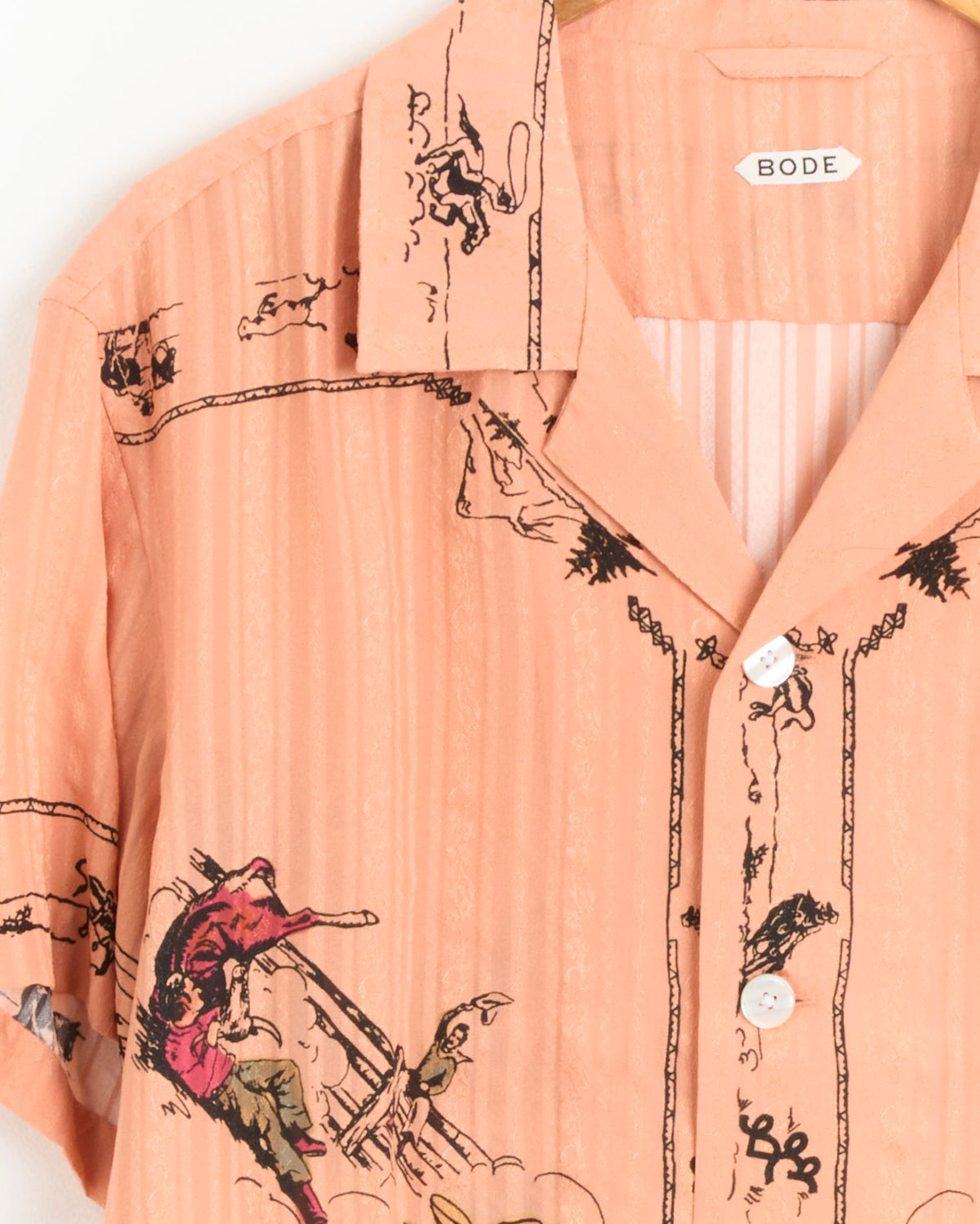 Bode Bronco Buster Shirt - Orange Multi / L (285261)