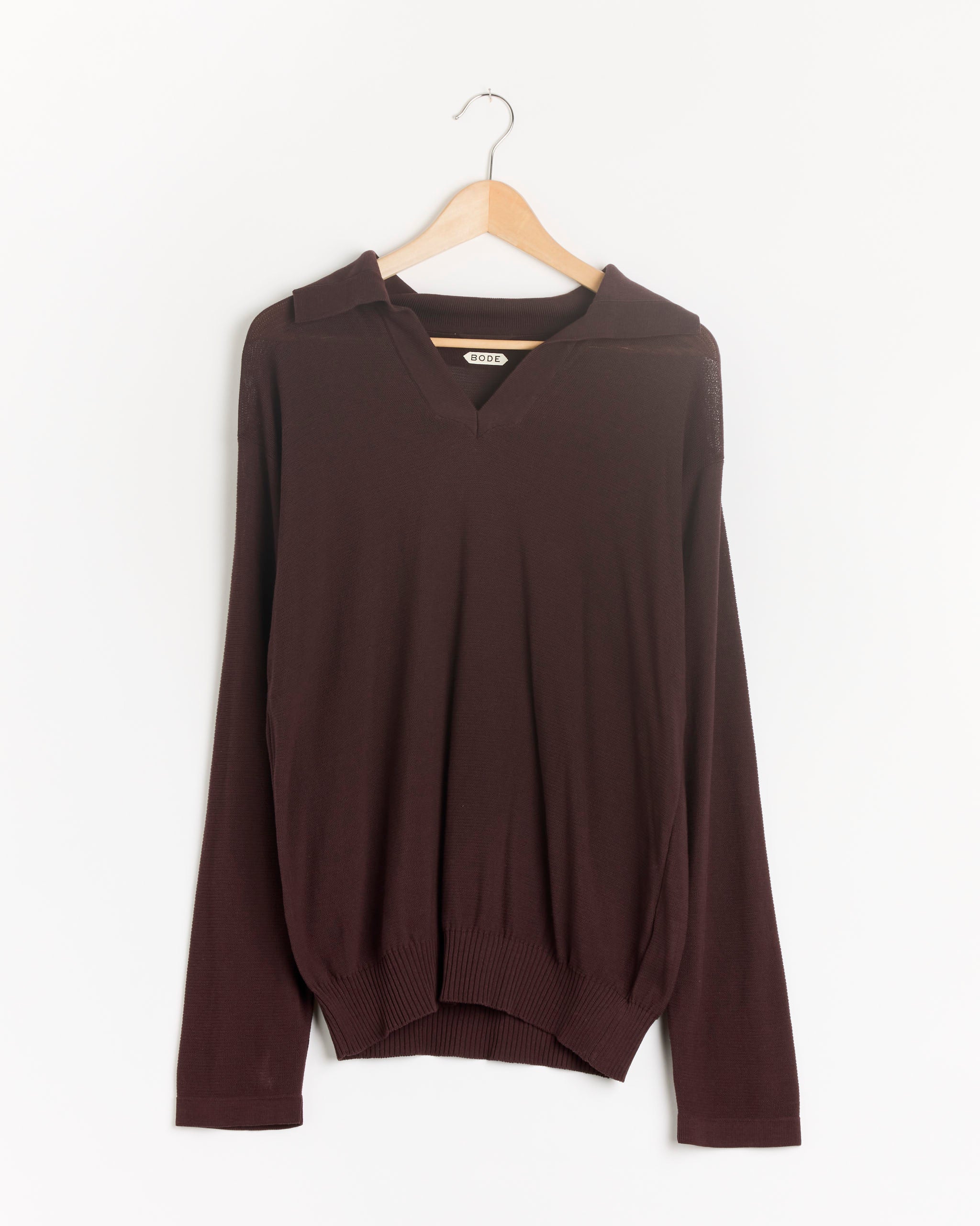Boxy Long Sleeve Polo in Brown Multi - Brown Multi / M (285265)