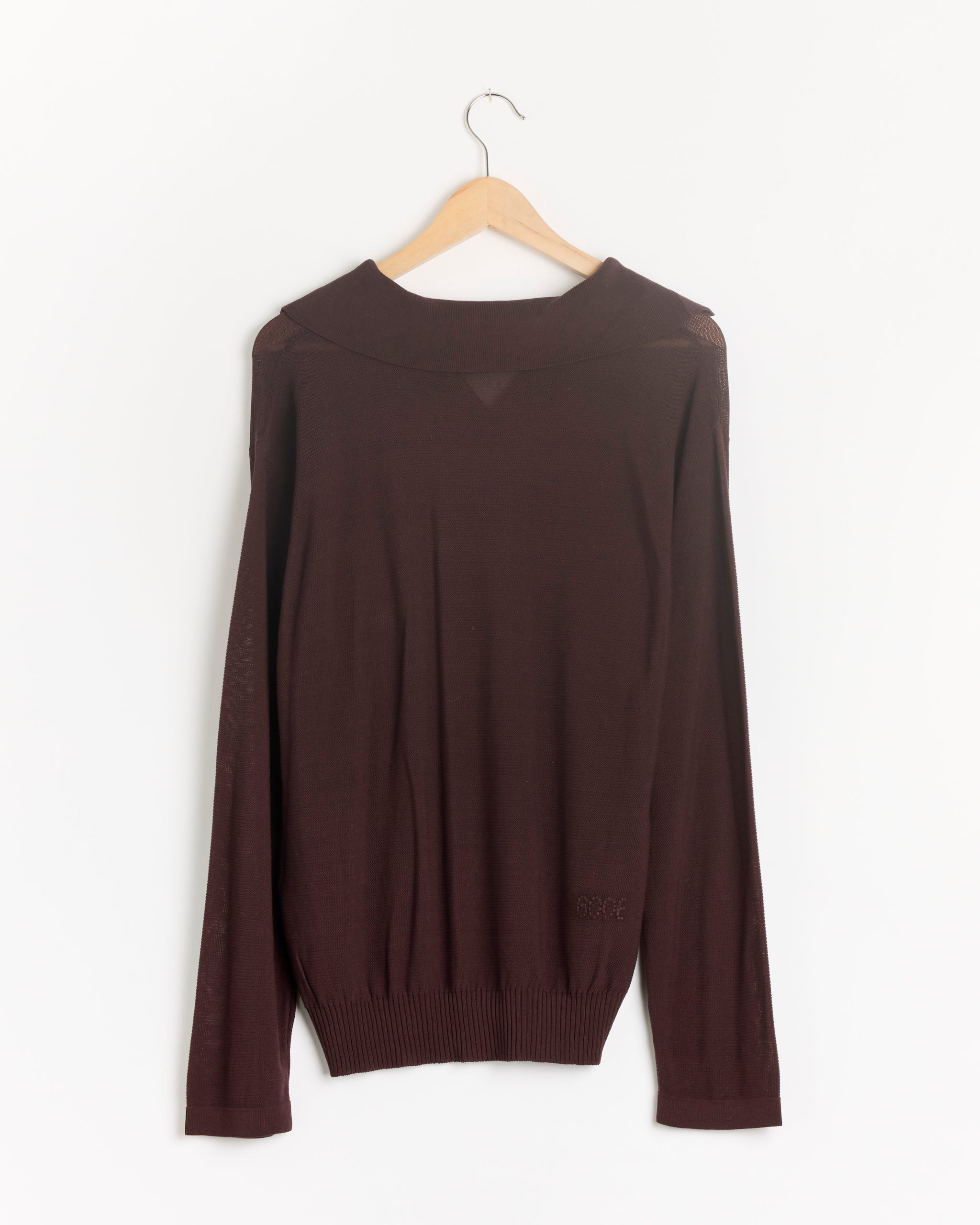 Boxy Long Sleeve Polo in Brown Multi - Brown Multi / M (285265)
