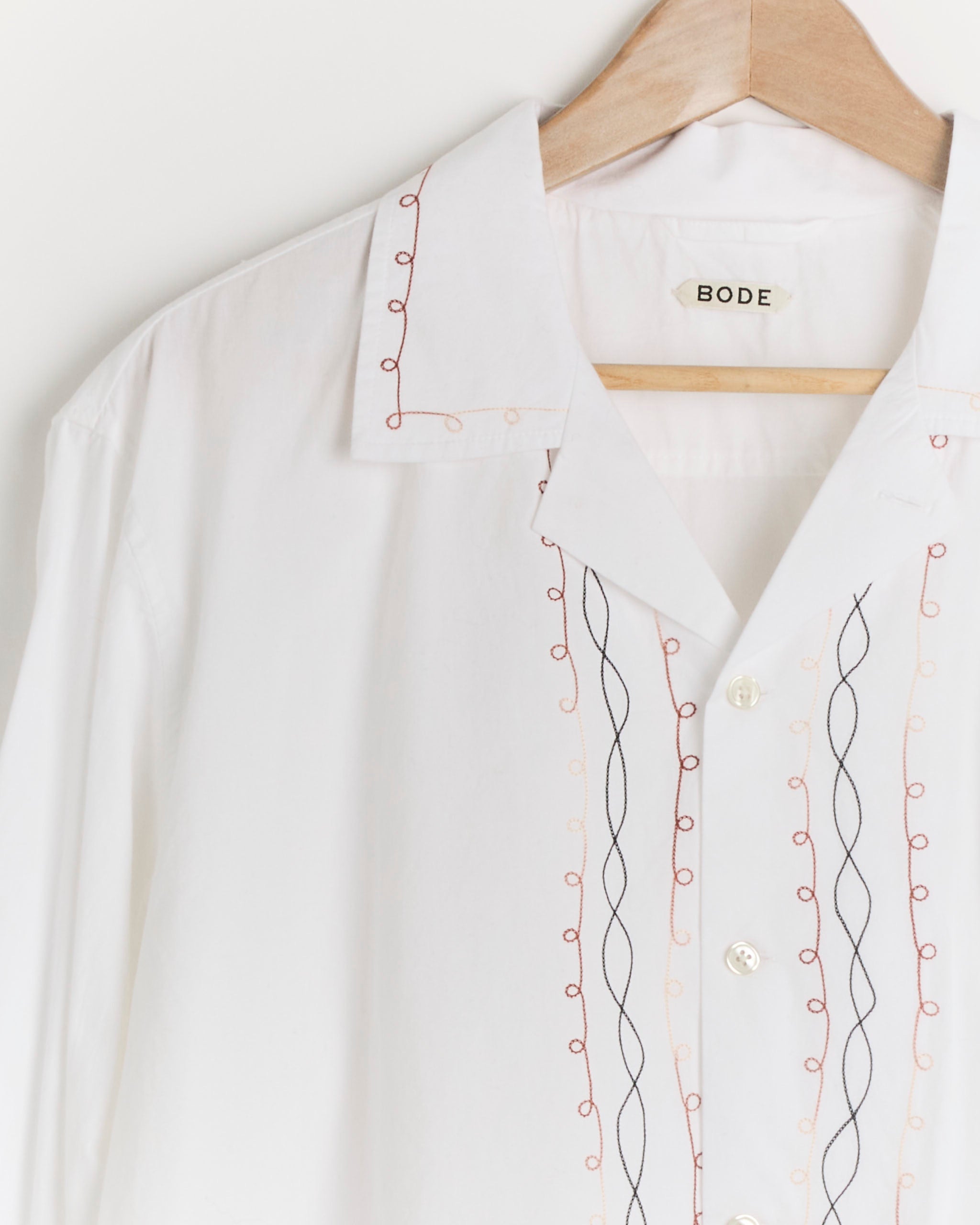 Looped Chainstitch Long Sleeve Shirt in White Multi - White Multi / L (285284)
