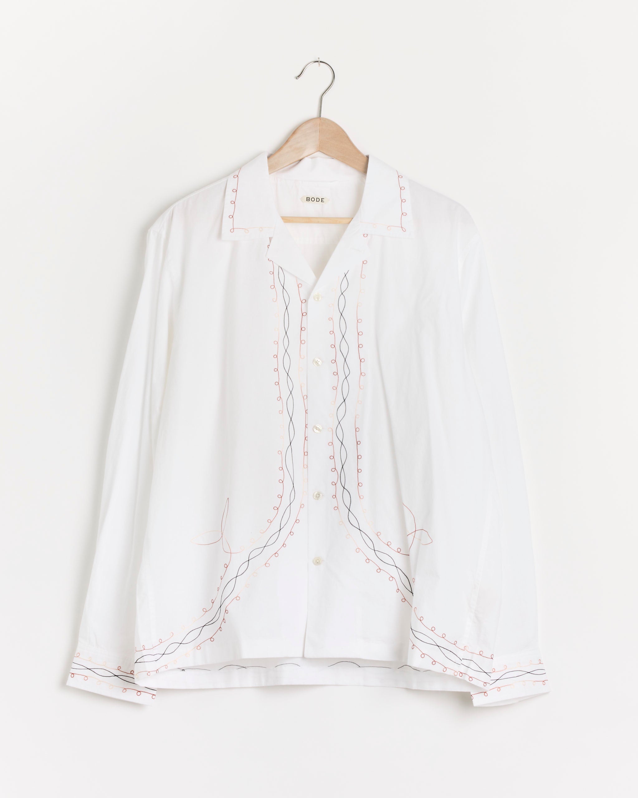 Looped Chainstitch Long Sleeve Shirt in White Multi - White Multi / L (285284)
