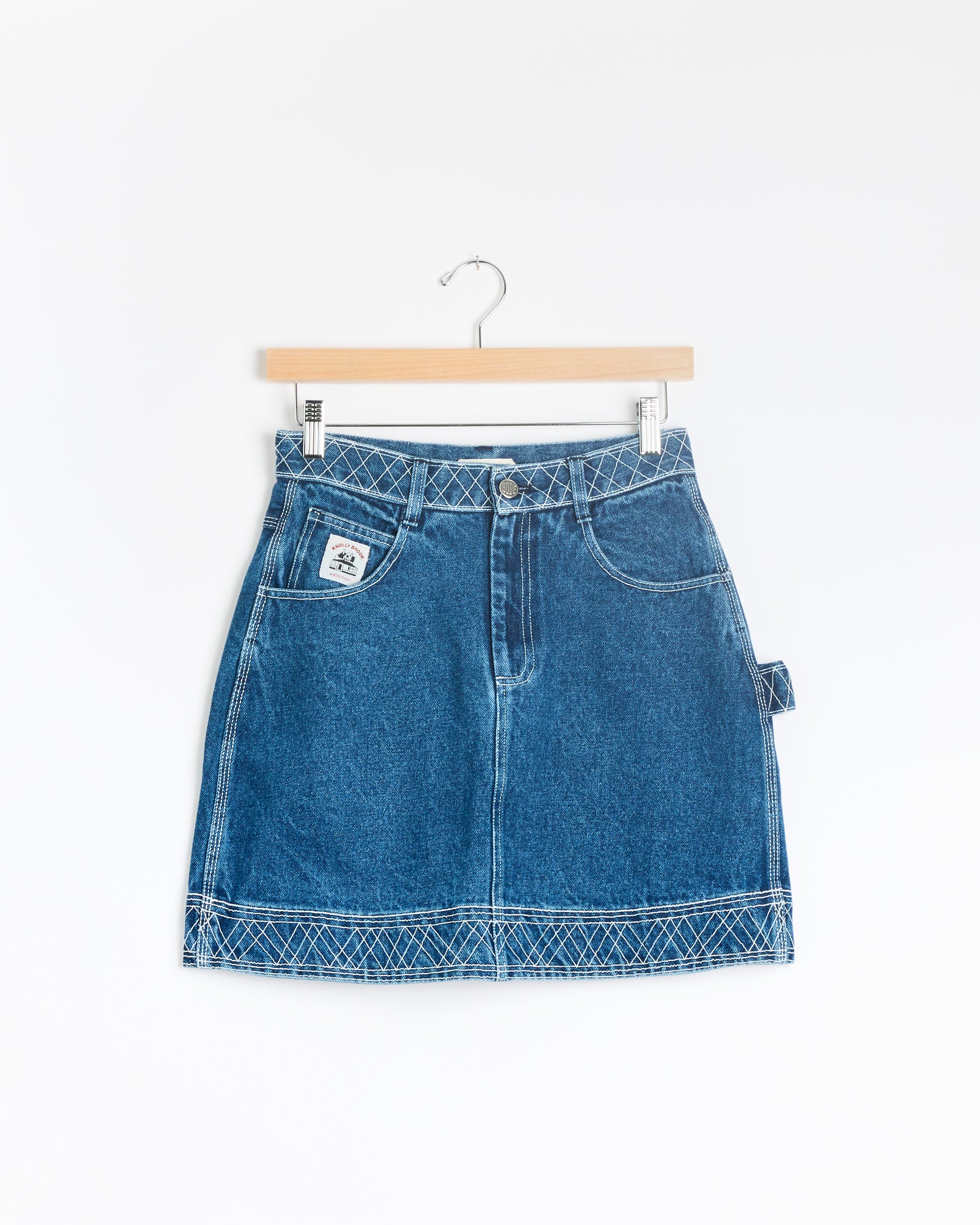 Embroidered Denim Skirt in Indigo - Indigo / 26 (285301)