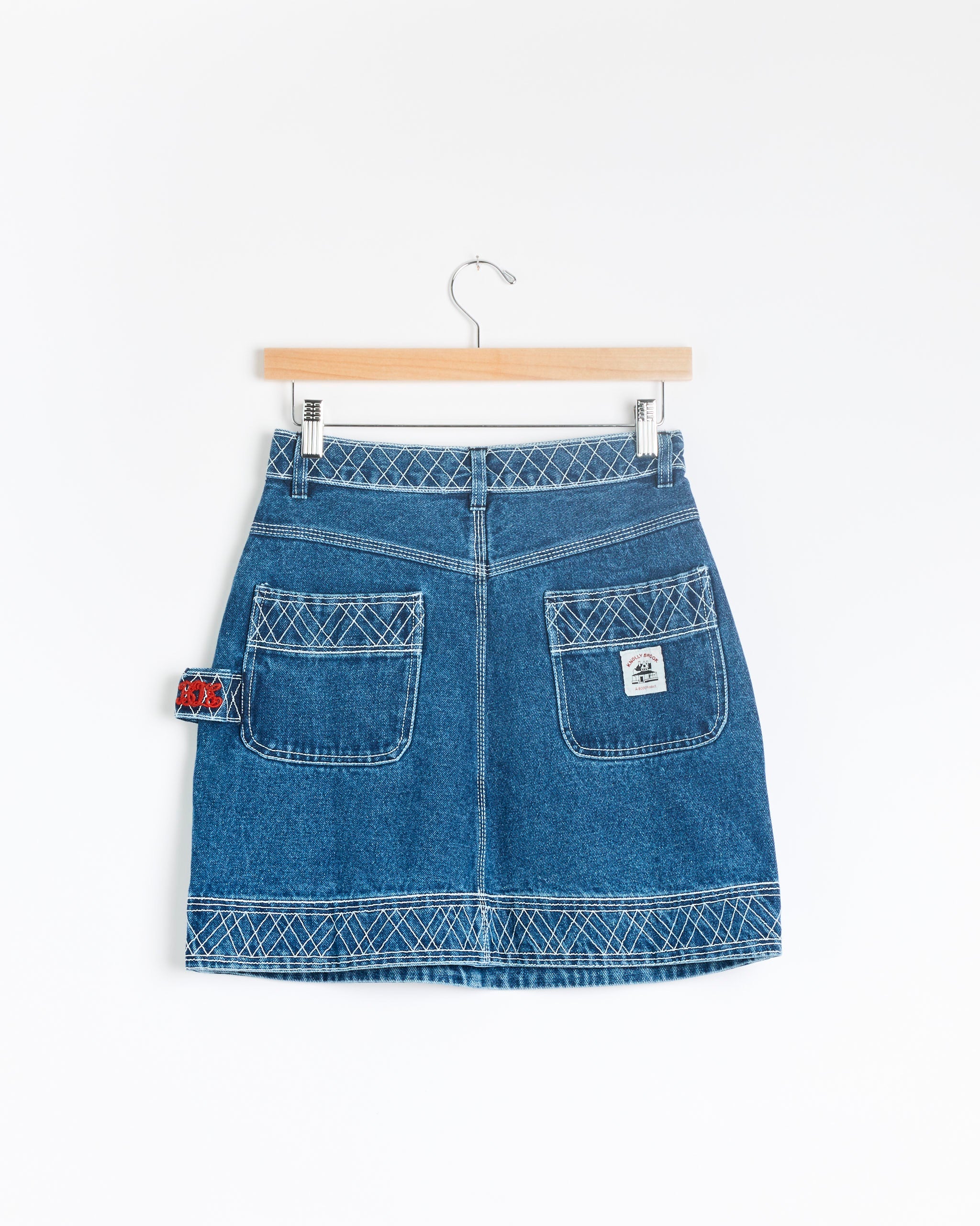 Embroidered Denim Skirt in Indigo - Indigo / 26 (285301)