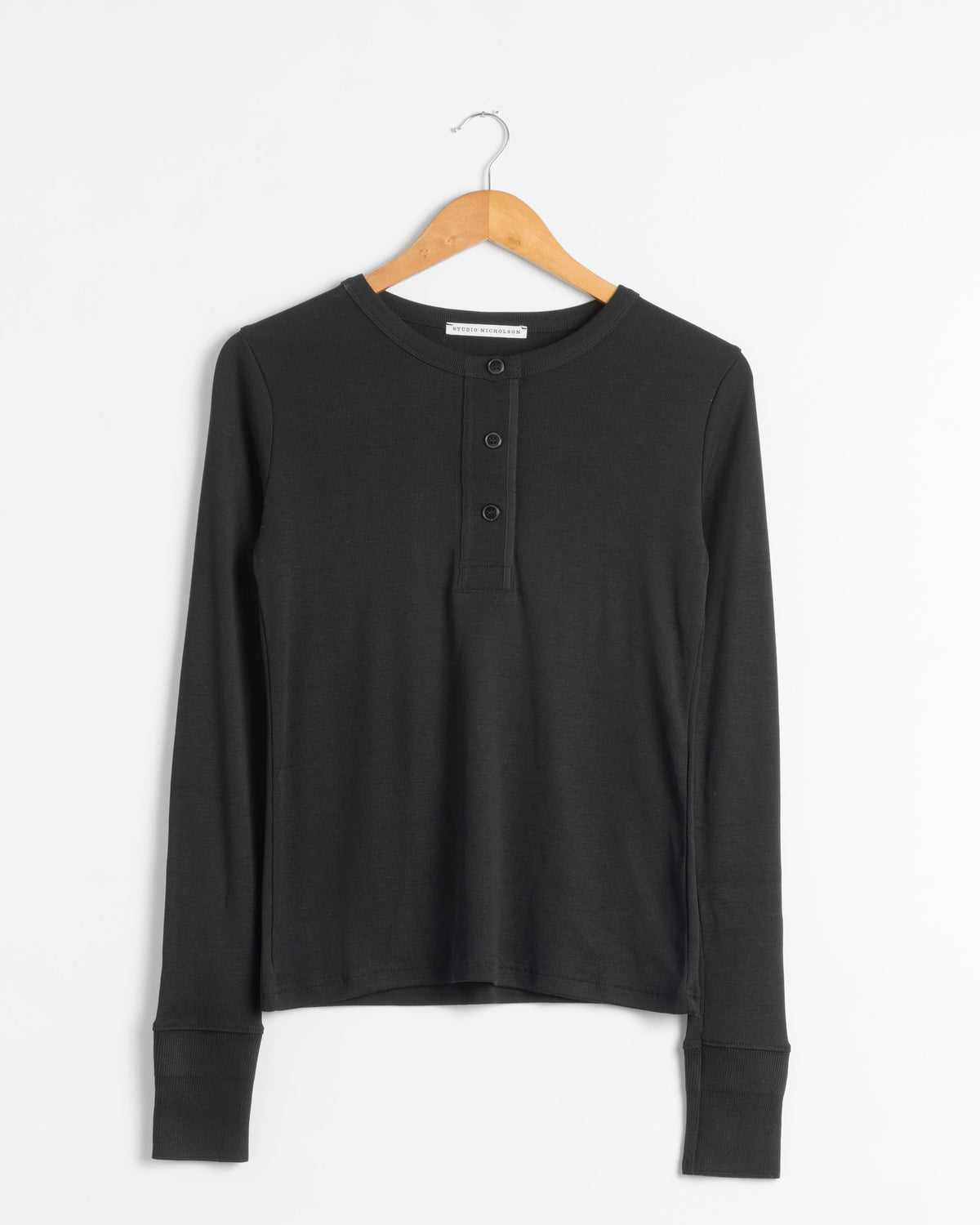 Studio Nicholson Roane Long Sleeve Henley - Black / UK6 (285719)