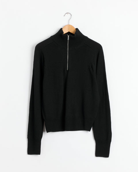 Maren Zip Up Turtleneck Sweater in Black