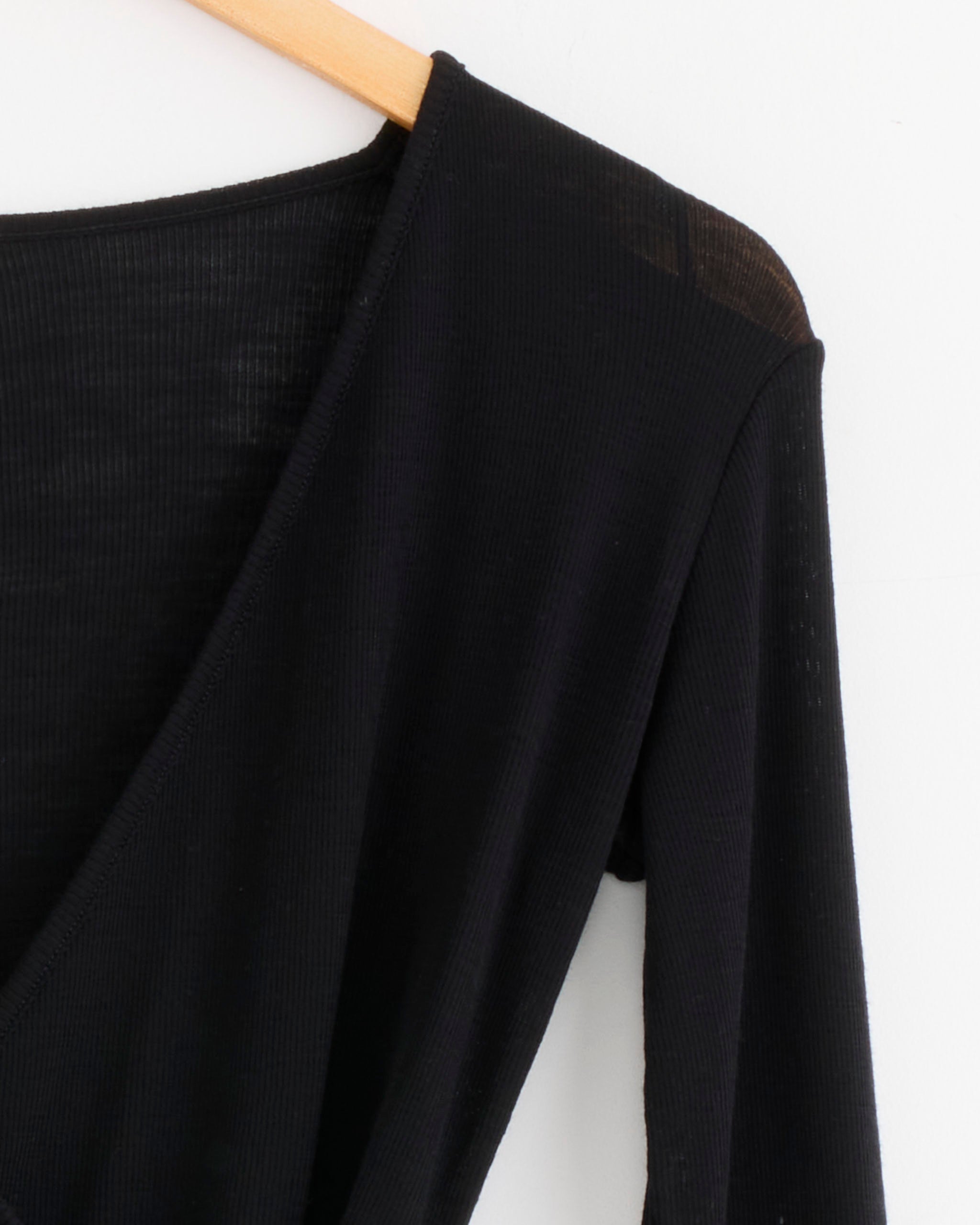 ST. AGNI Baby Wool Wrap Top - Black / S (286018)