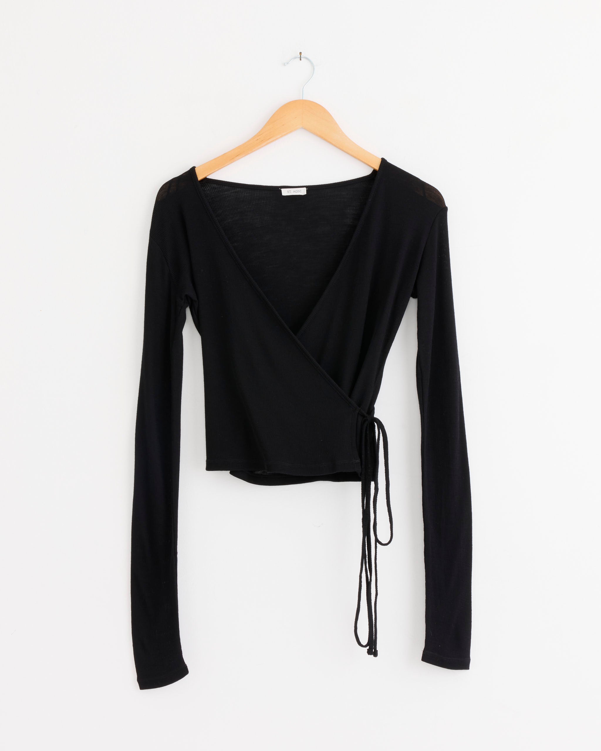 ST. AGNI Baby Wool Wrap Top - Black / S (286018)