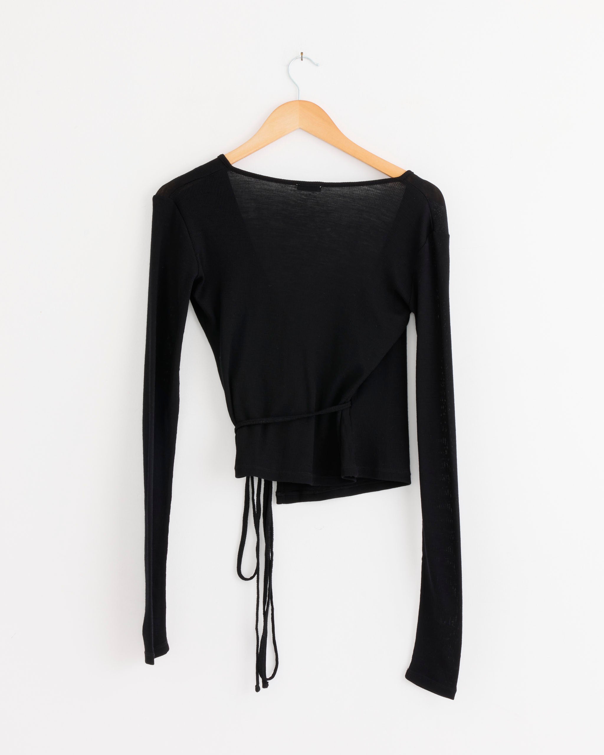 ST. AGNI Baby Wool Wrap Top - Black / S (286018)
