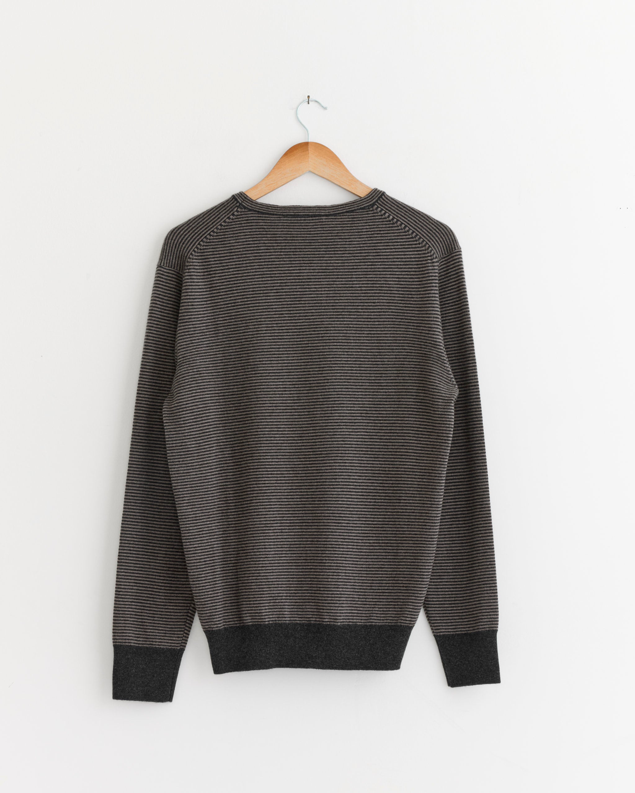 Margaret Howell Feeder Stripe Crew - Taupe/Charcoal / S (286377)