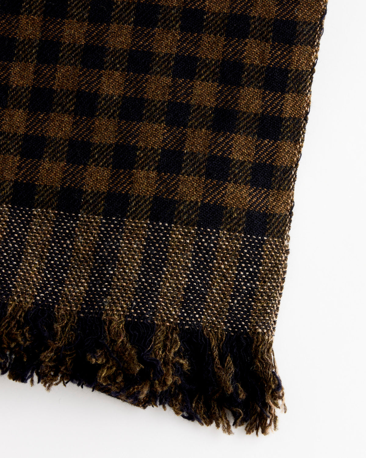 Margaret Howell Fine Gingham Scarf - Brown/Dark Navy / OS (286402)