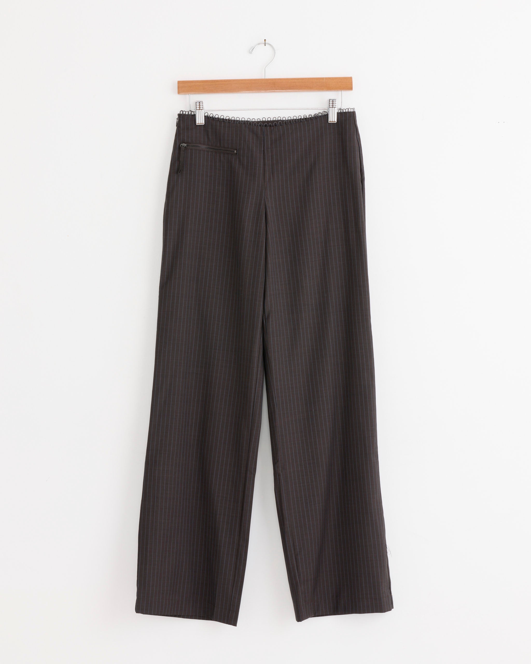 Deiji Studios Pure Wool Zip Pant - Charcoal Stripe / XS (286489)