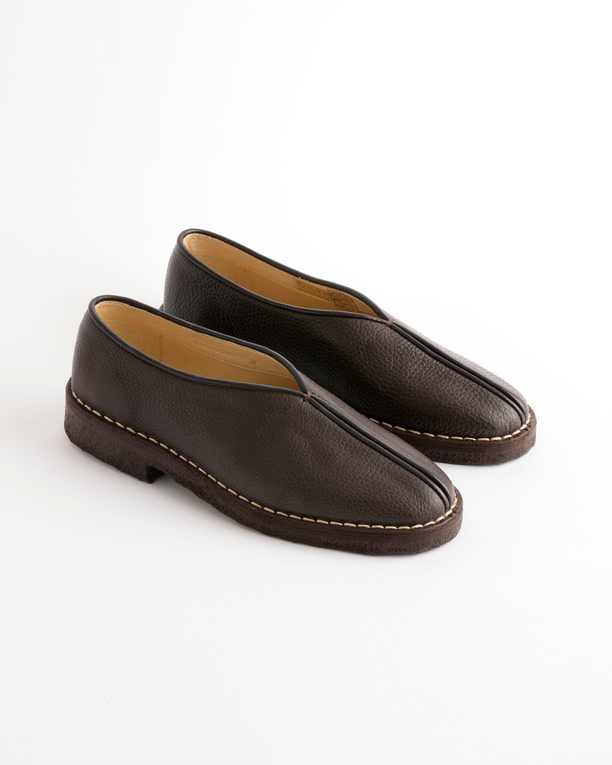 Piped Crepe Slipper in Dark Brown