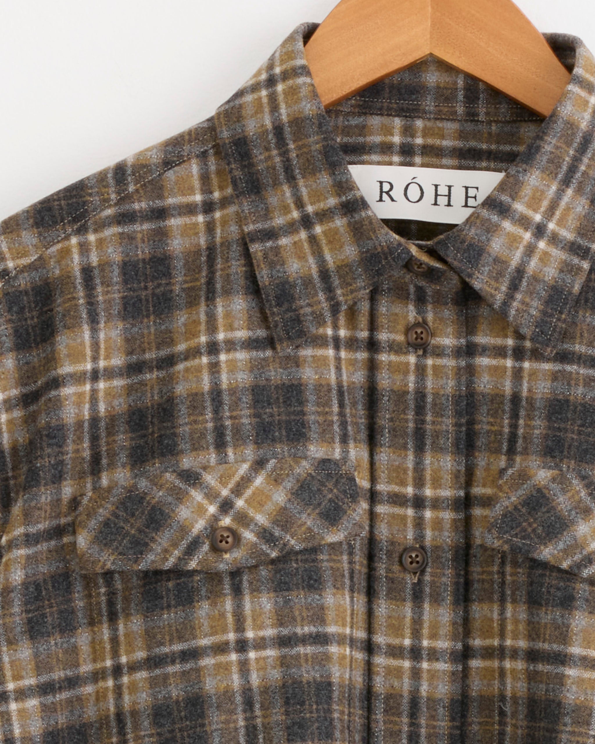 Róhe Western Checked Overshirt - Olive / FR34 (287067)