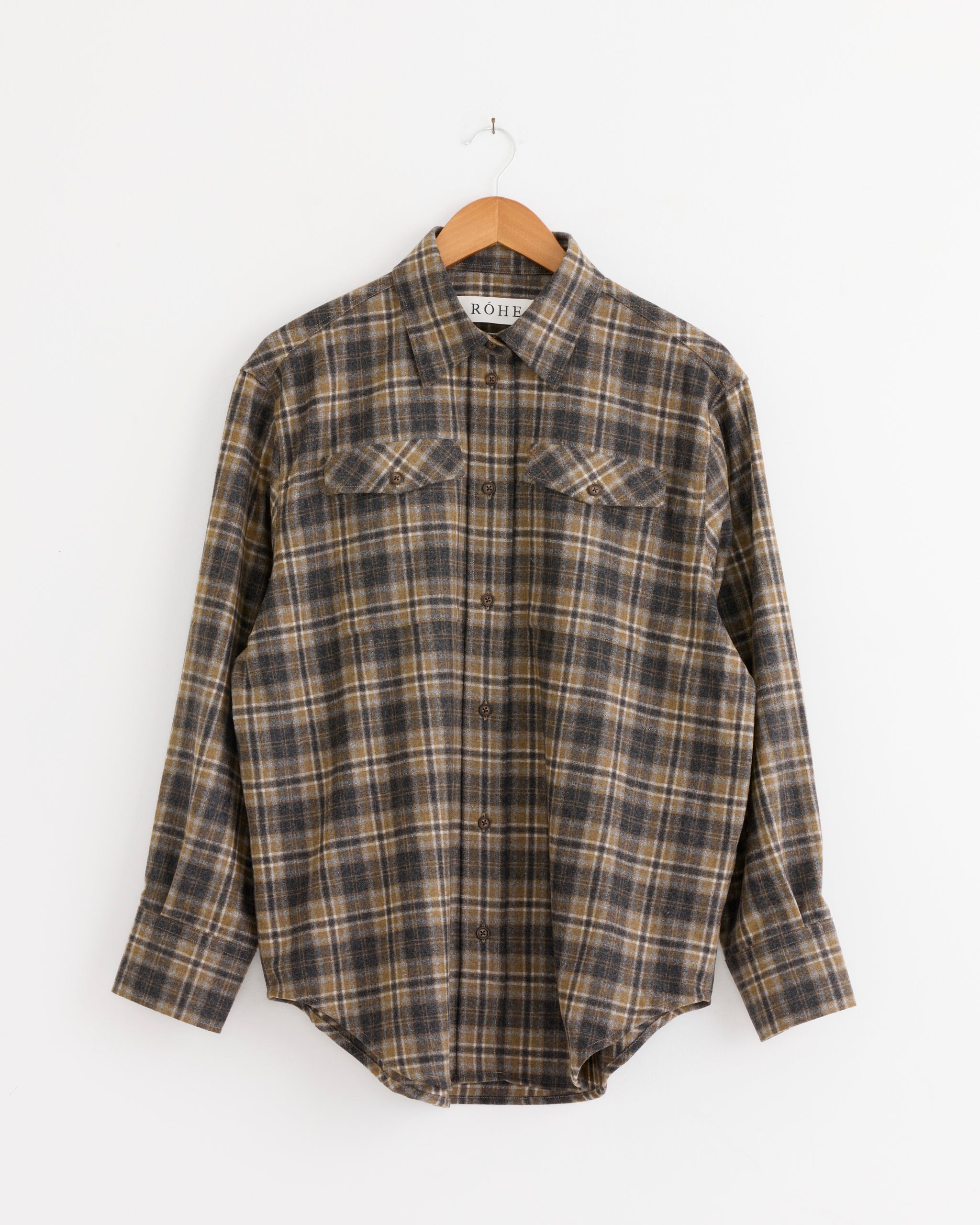 Róhe Western Checked Overshirt - Olive / FR34 (287067)